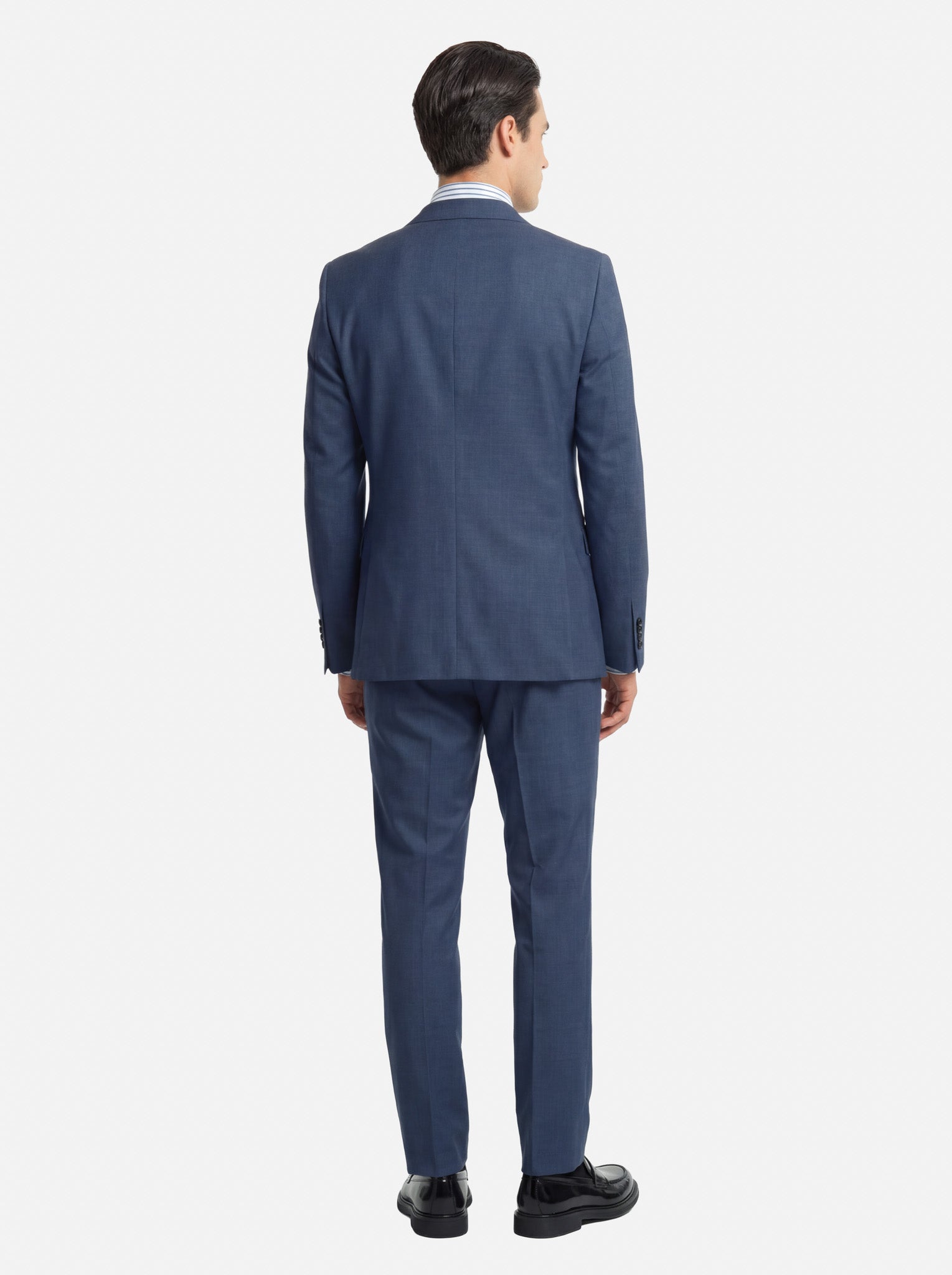 Abito All Season in Twill di Lana Blu Melange