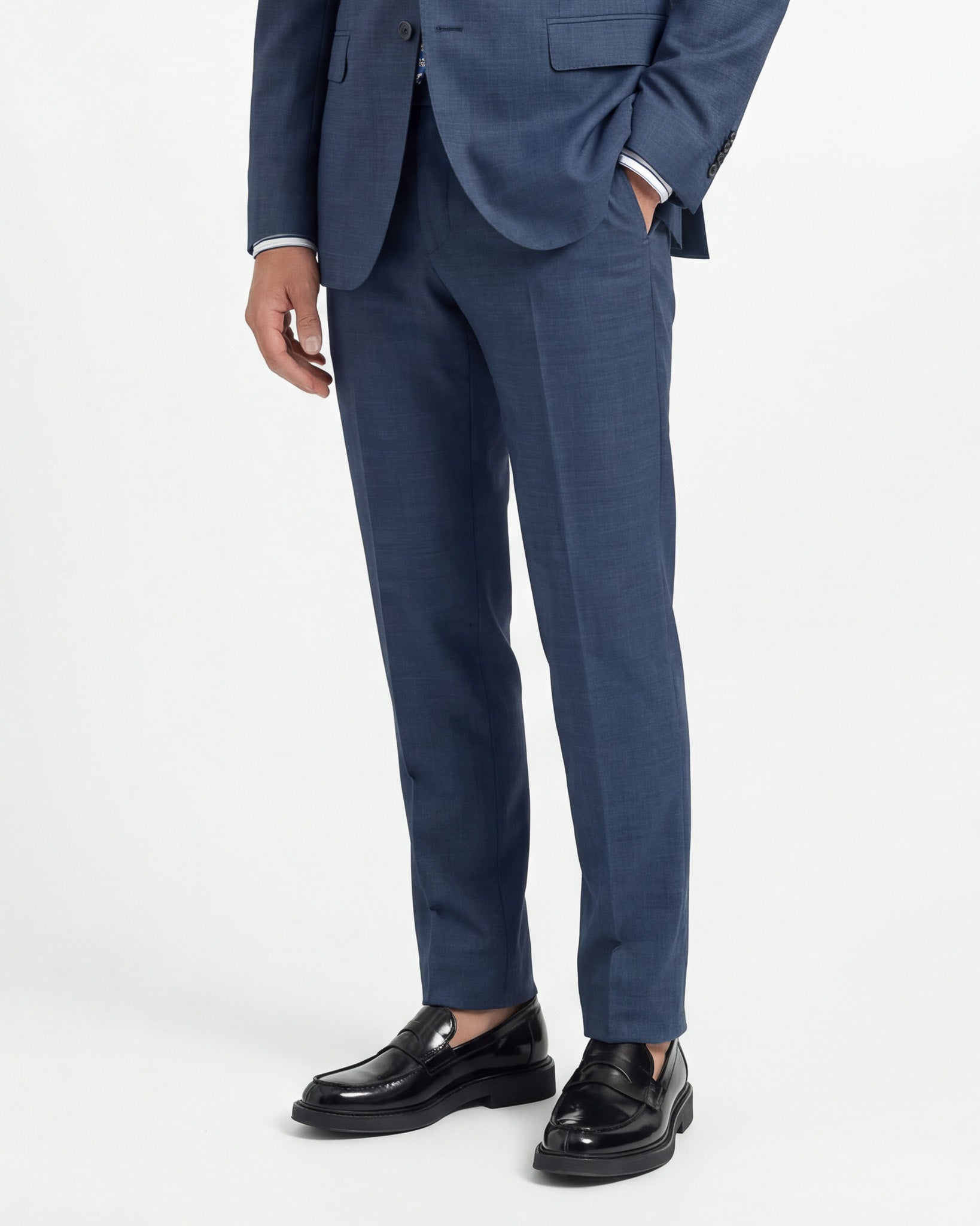 Abito All Season in Twill di Lana Blu Melange