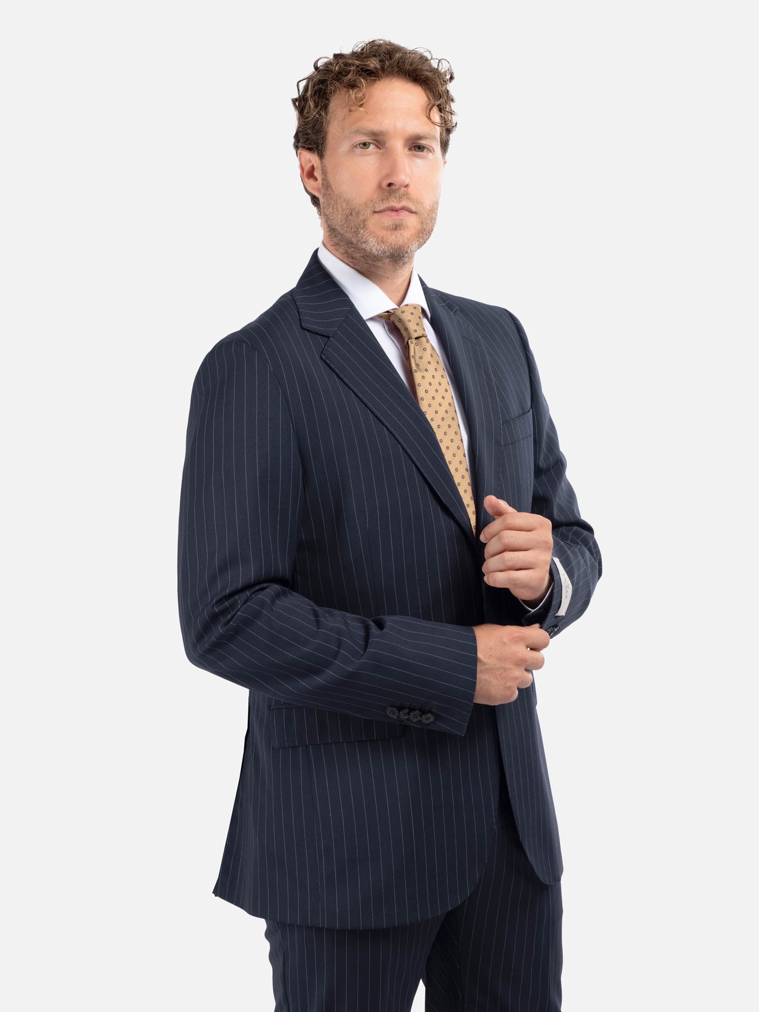 J.W.SAX MILANO Abito Gessato Blu Scuro All Season