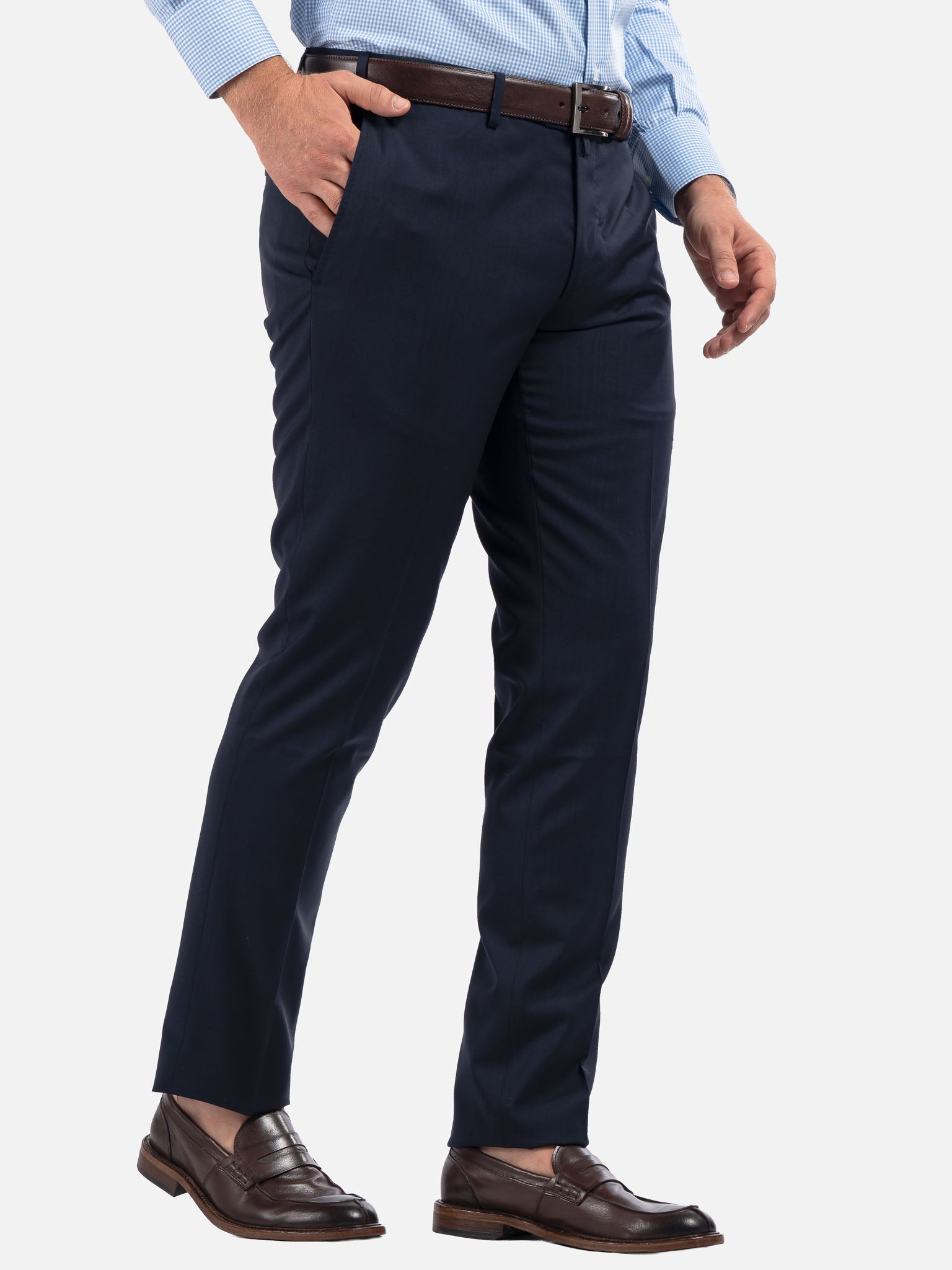 J.W.SAX MILANO Pantalone Blu Slim Fit in Lana All Season