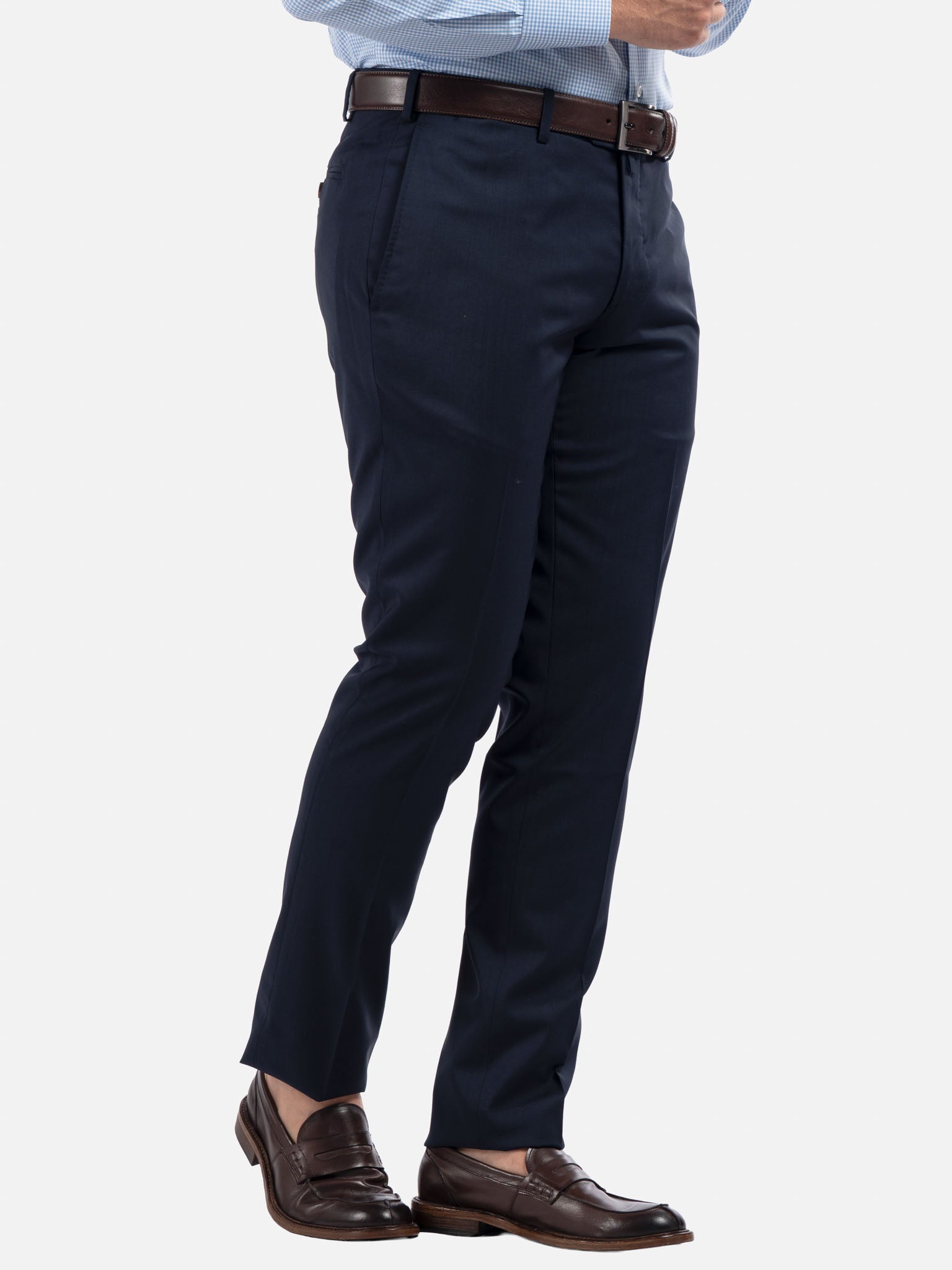 J.W.SAX MILANO Pantalone Blu Slim Fit in Lana All Season