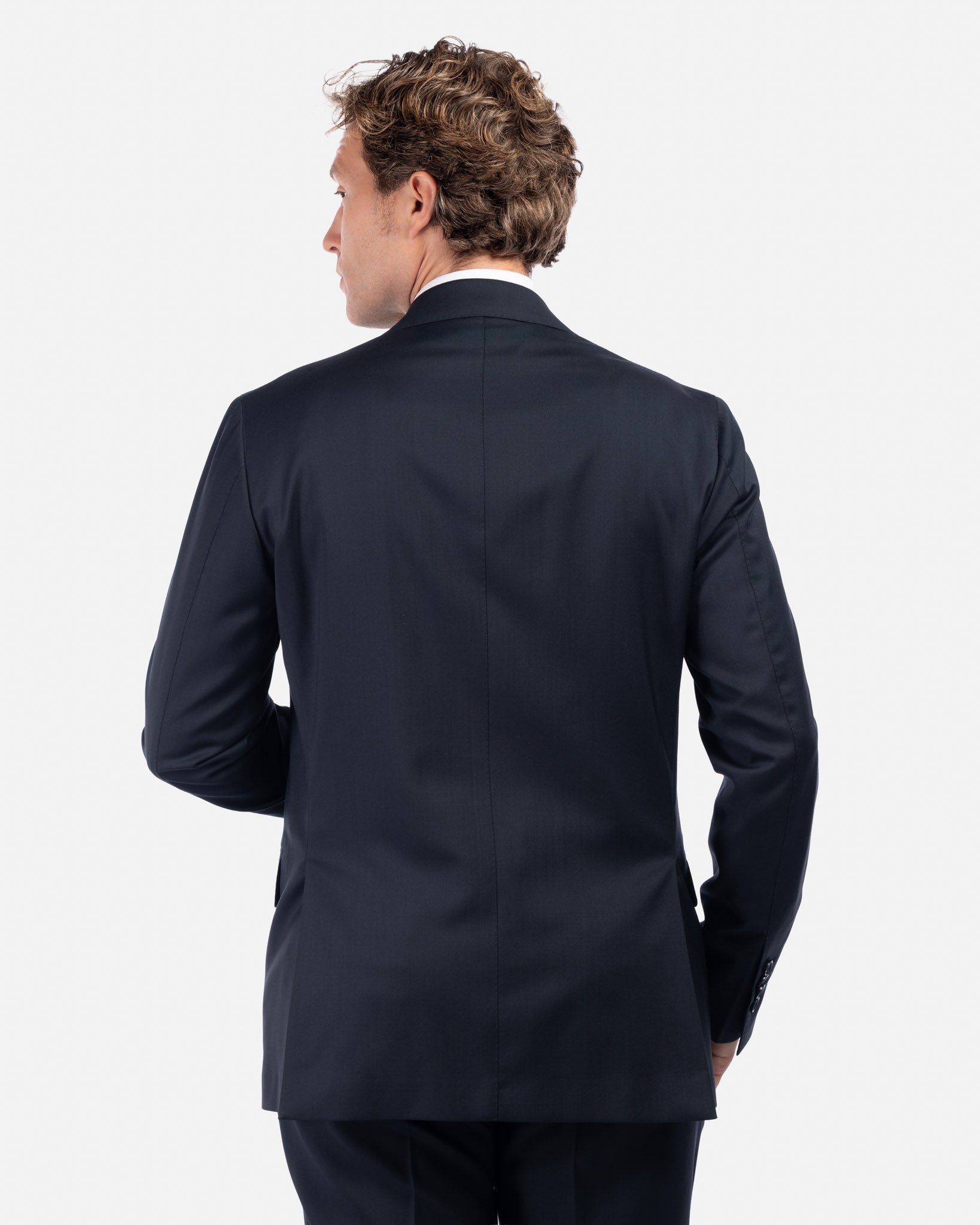 Abito Blu con Rever a Lancia in Lana Super 130's Cerruti