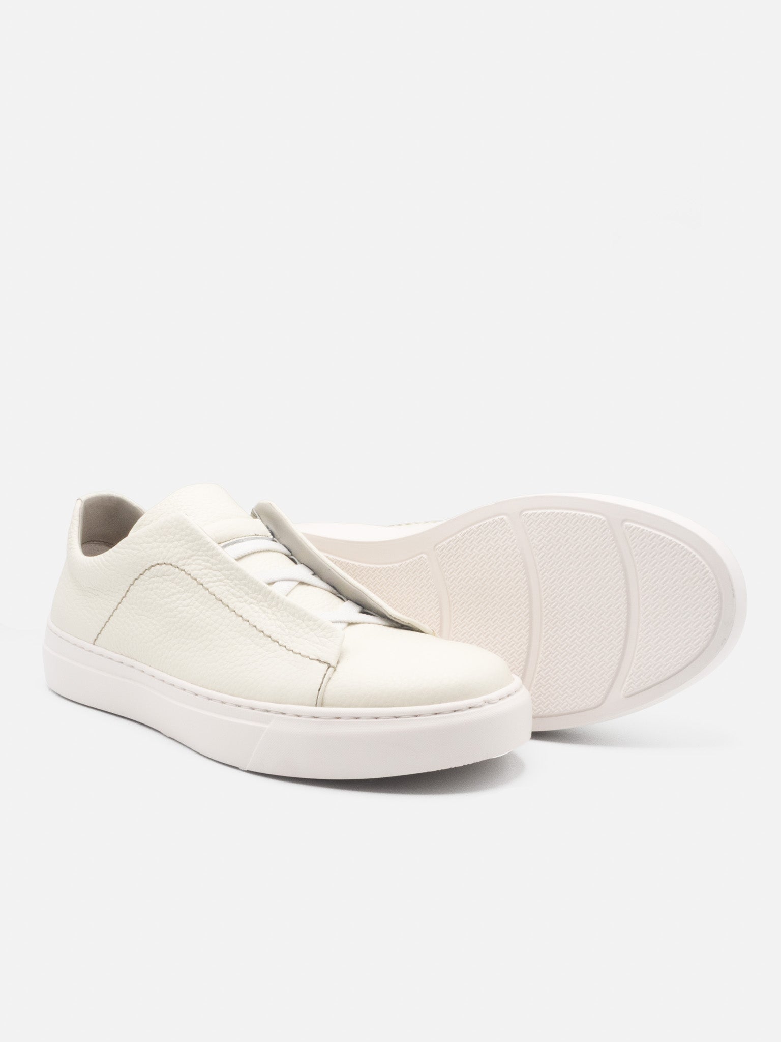 Sneaker Slip On in Pelle Martellata Bianca