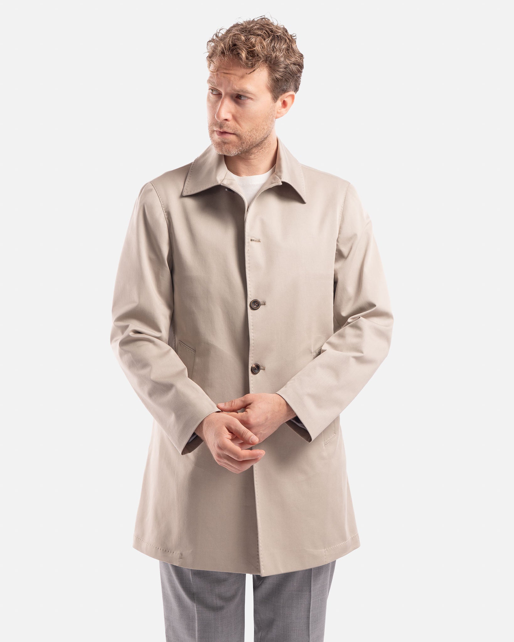 J.W.SAX MILANO Trench in Cotone Tecnico Elasticizzato