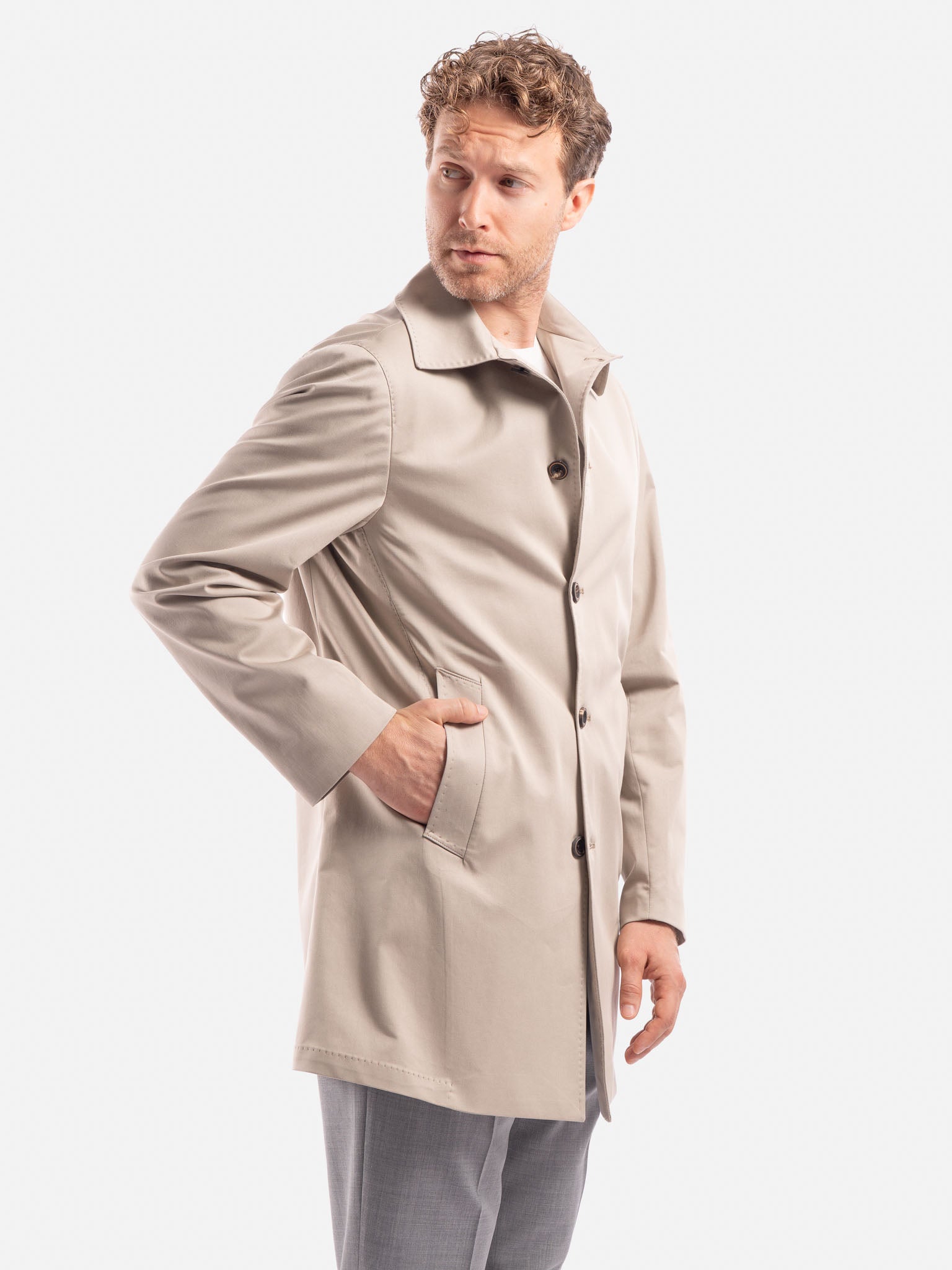 J.W.SAX MILANO Trench in Cotone Tecnico Elasticizzato