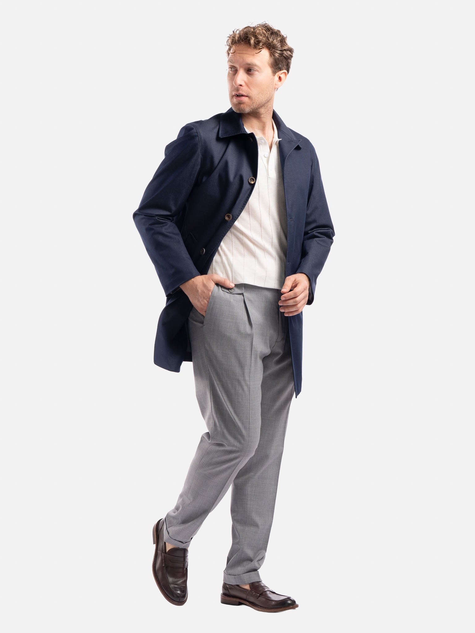 J.W.SAX MILANO Trench in Cotone Tecnico Elasticizzato