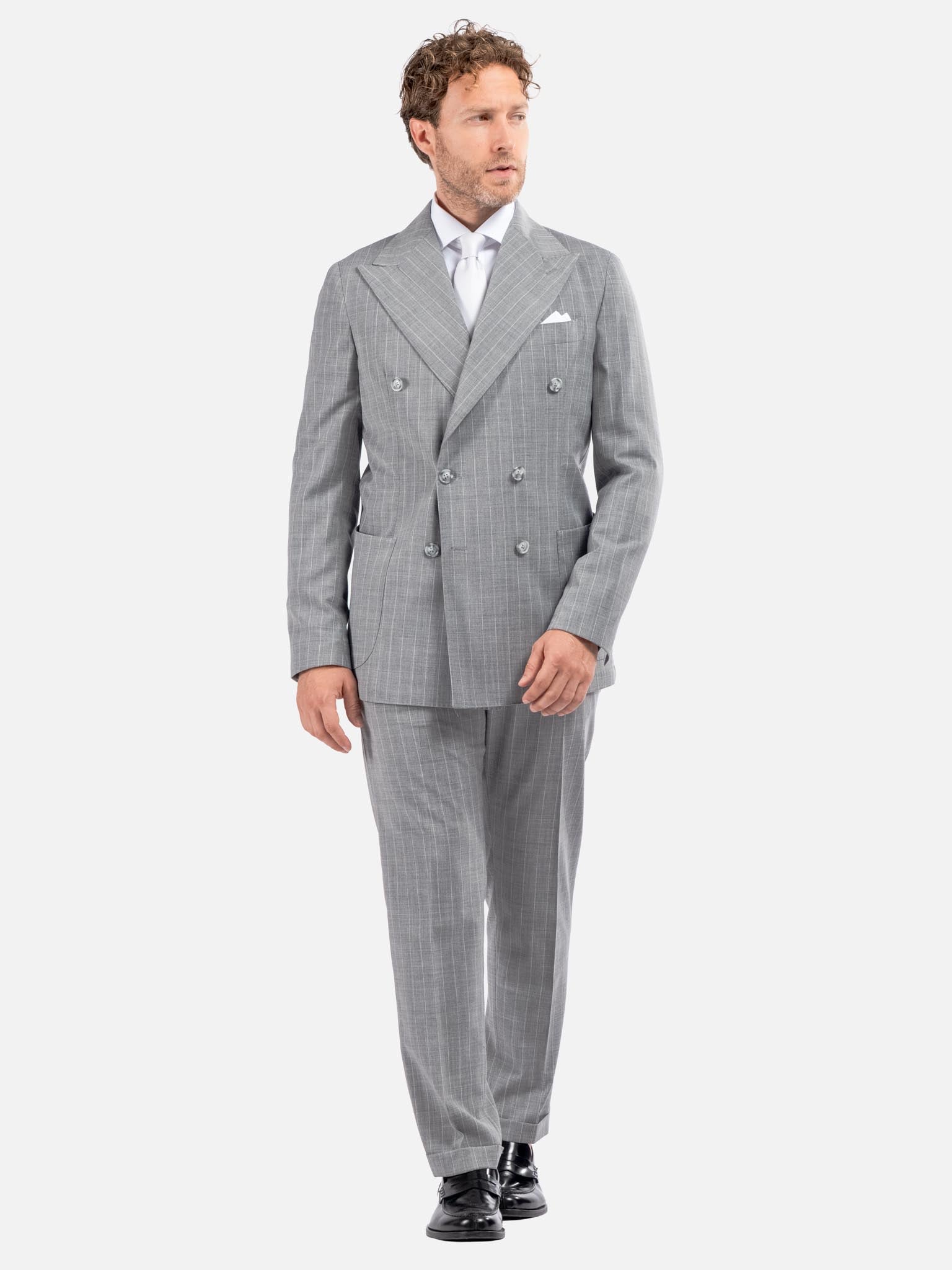 J.W.SAX MILANO Abito Doppiopetto Sfoderato Gessato Grigio