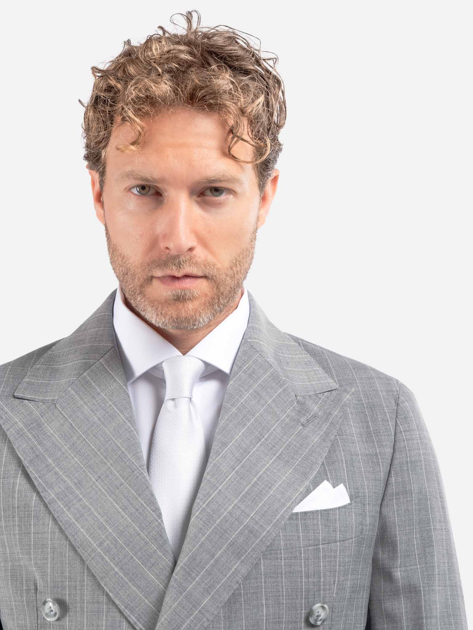 J.W.SAX MILANO Abito Doppiopetto Sfoderato Gessato Grigio