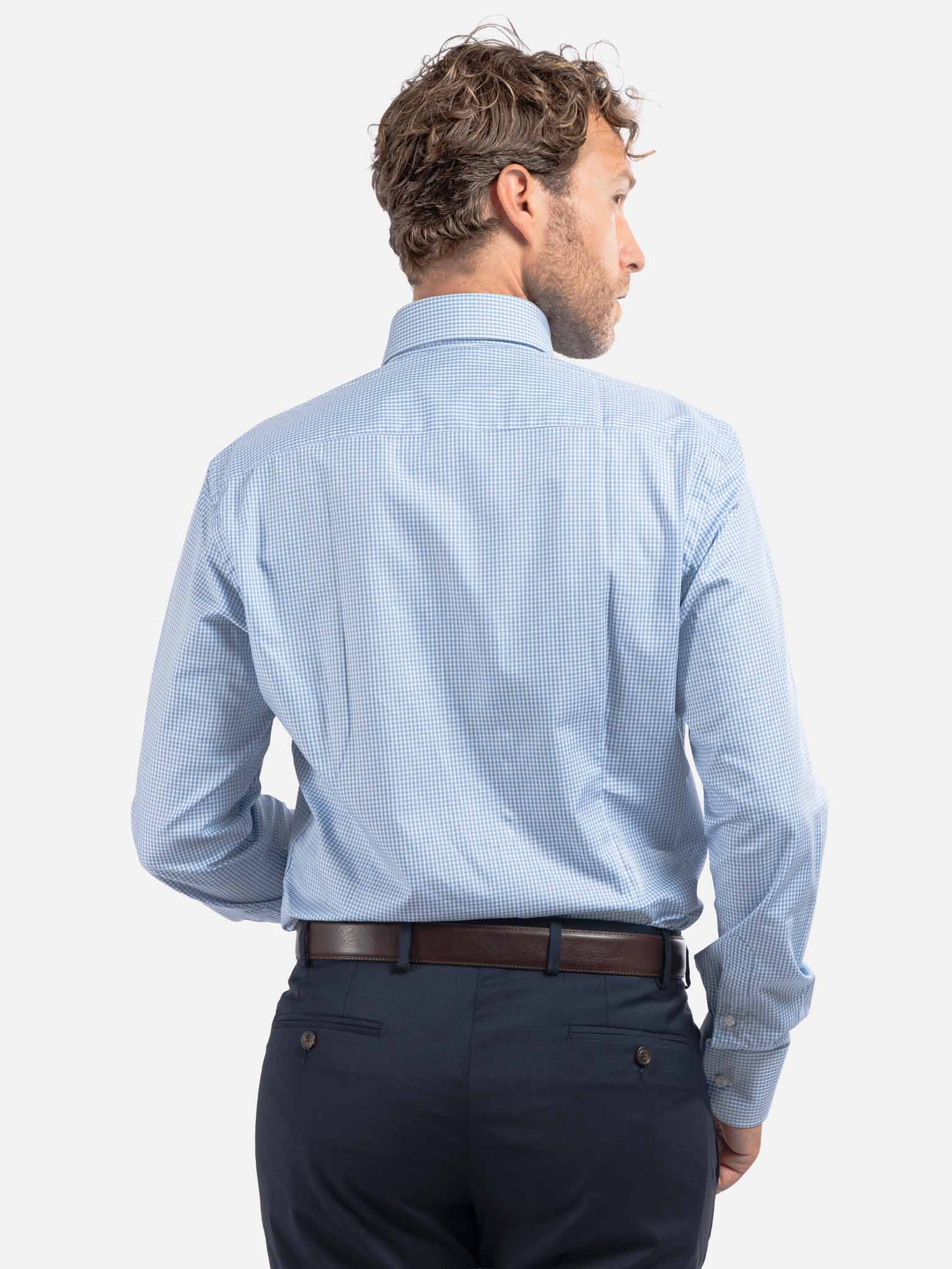 J.W.SAX MILANO Camicia in Popeline a Quadretti Slim Fit
