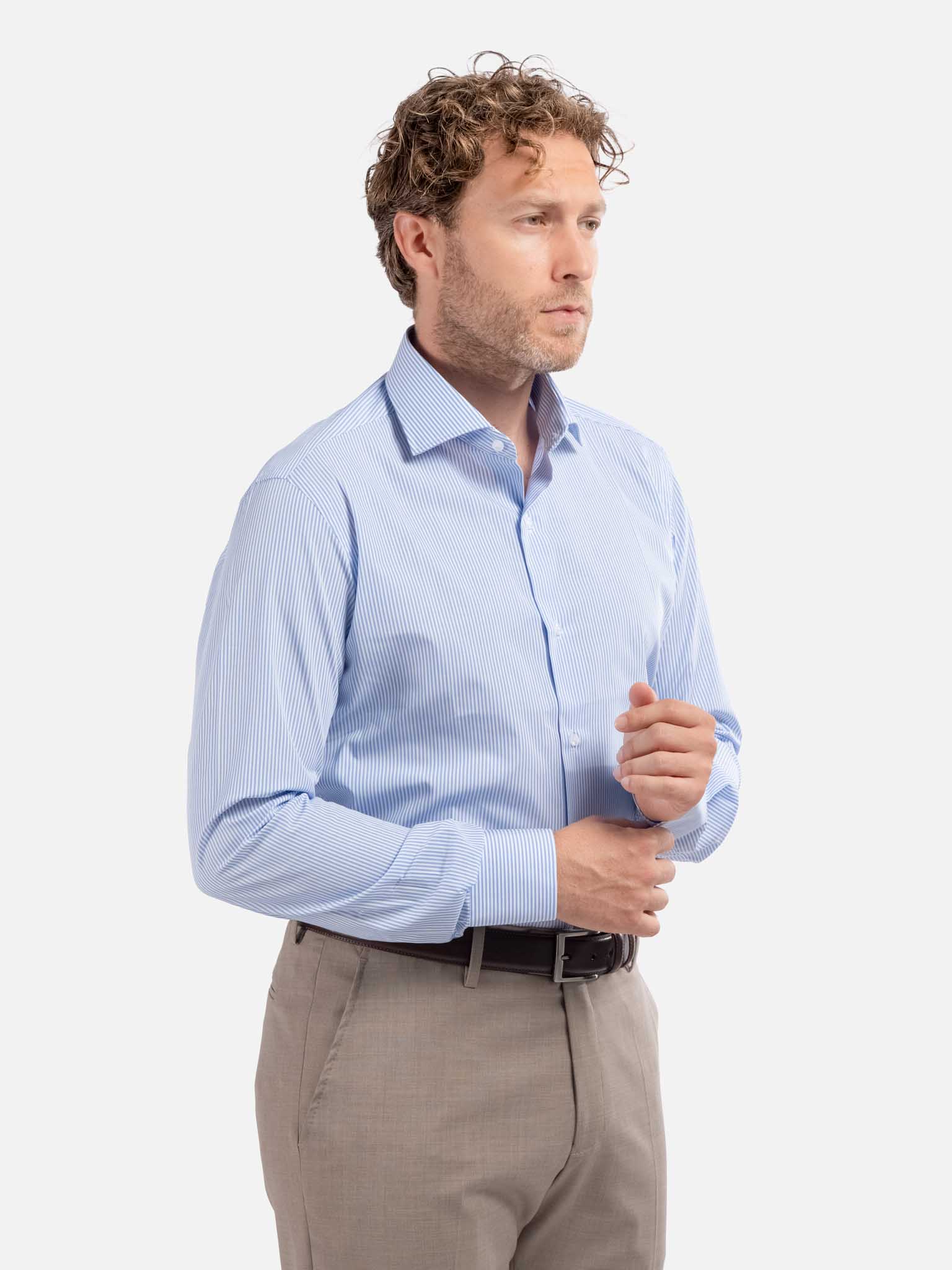 J.W.SAX MILANO Camicia a Righe Sottili Slim Fit