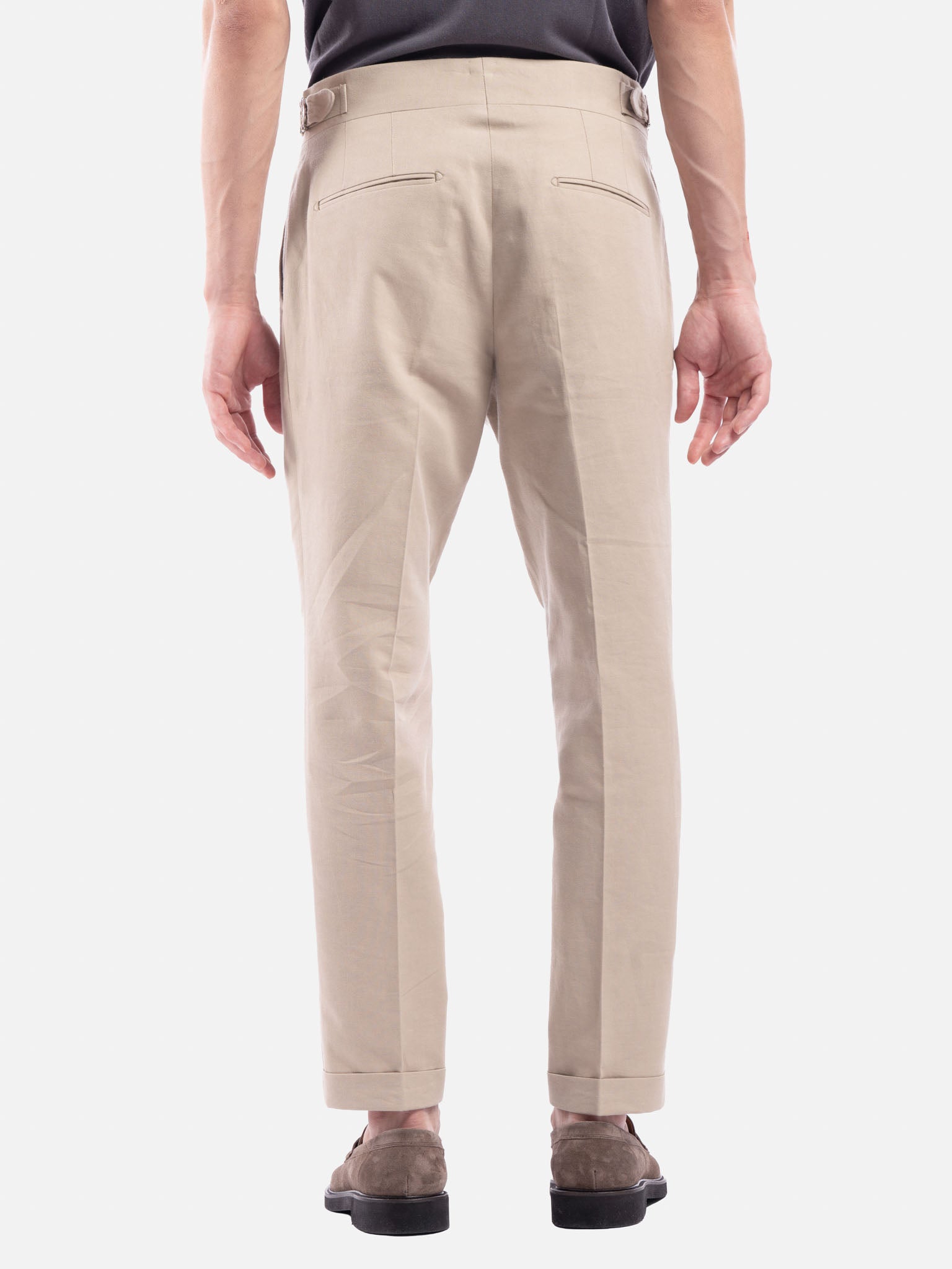 Pantalone in Lino e Cotone con Cintura Sartoriale