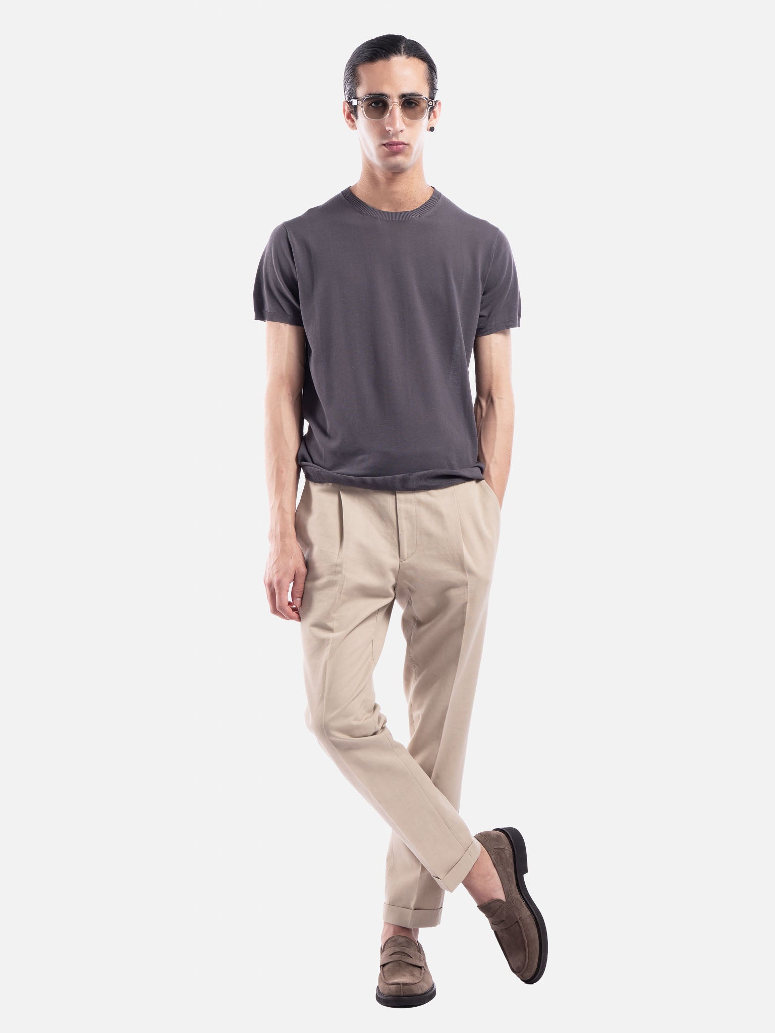 Pantalone in Lino e Cotone con Cintura Sartoriale