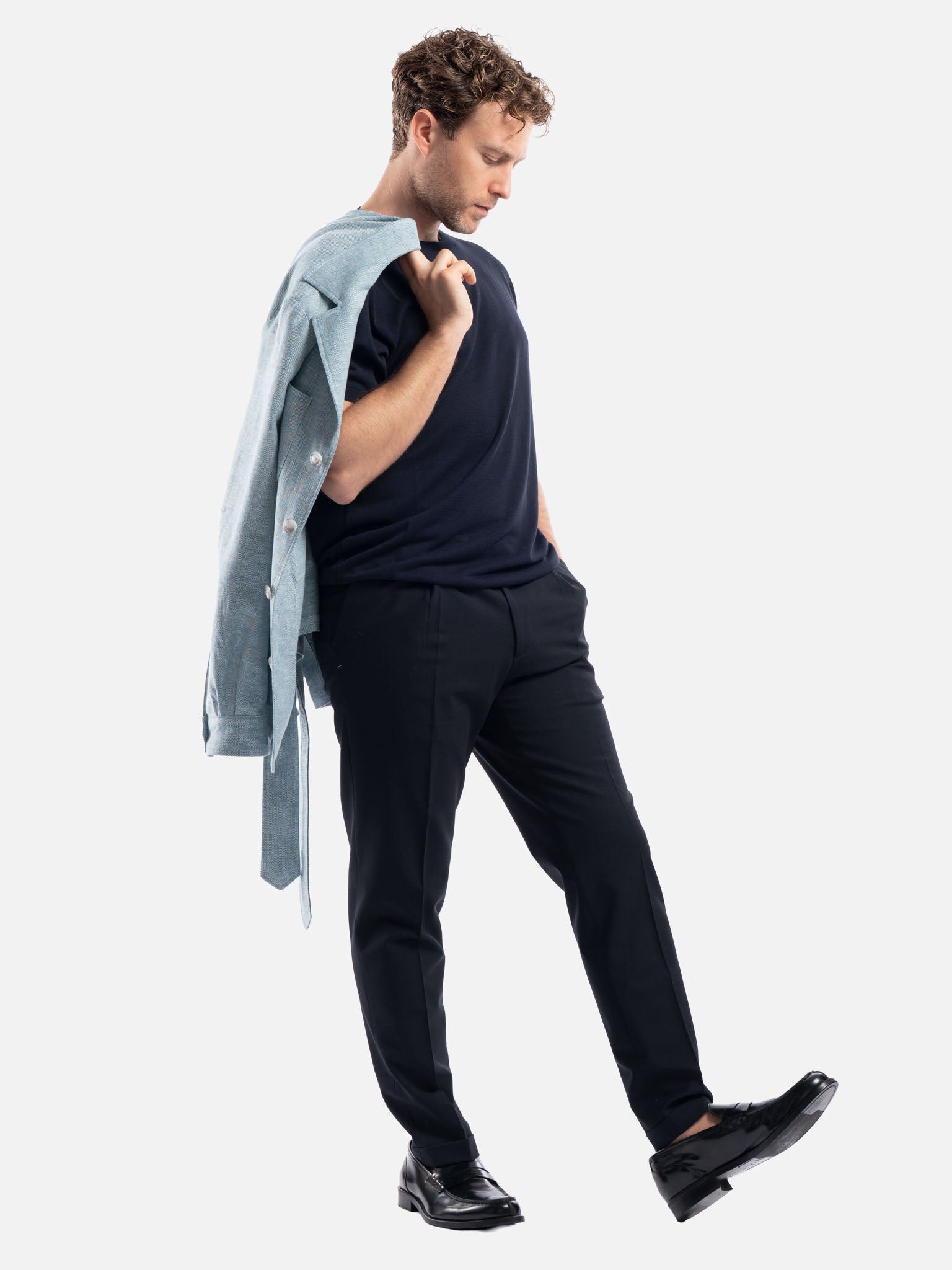 J.W.SAX MILANO Pantalone in Pura Lana All Season Blu