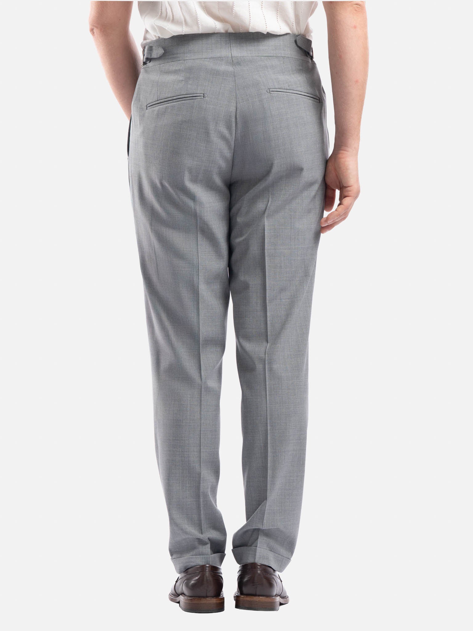 J.W.SAX MILANO Pantalone in Pura Lana All Season Grigio Chiaro