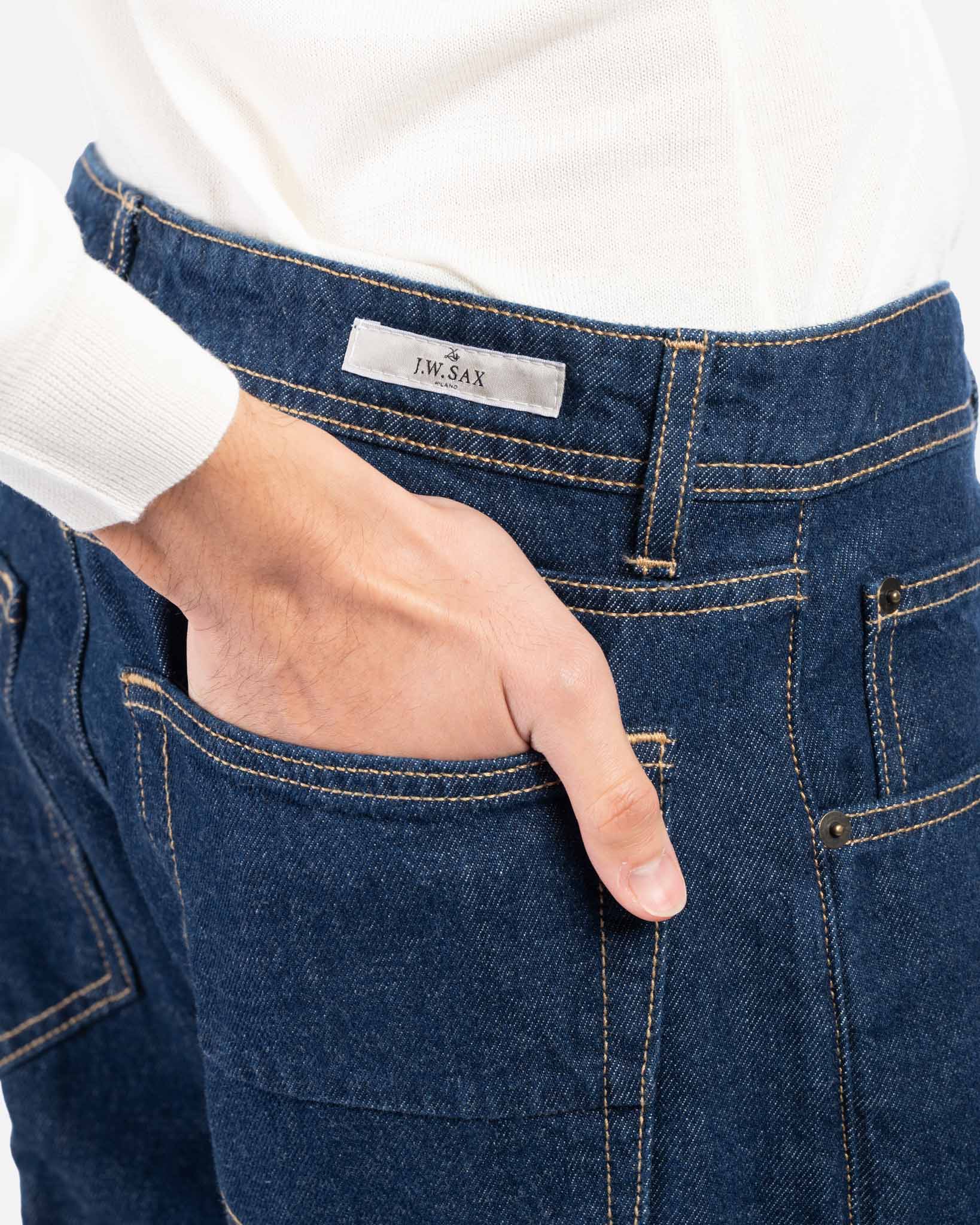 Jeans Leisure Fit in Denim Scuro Fermo