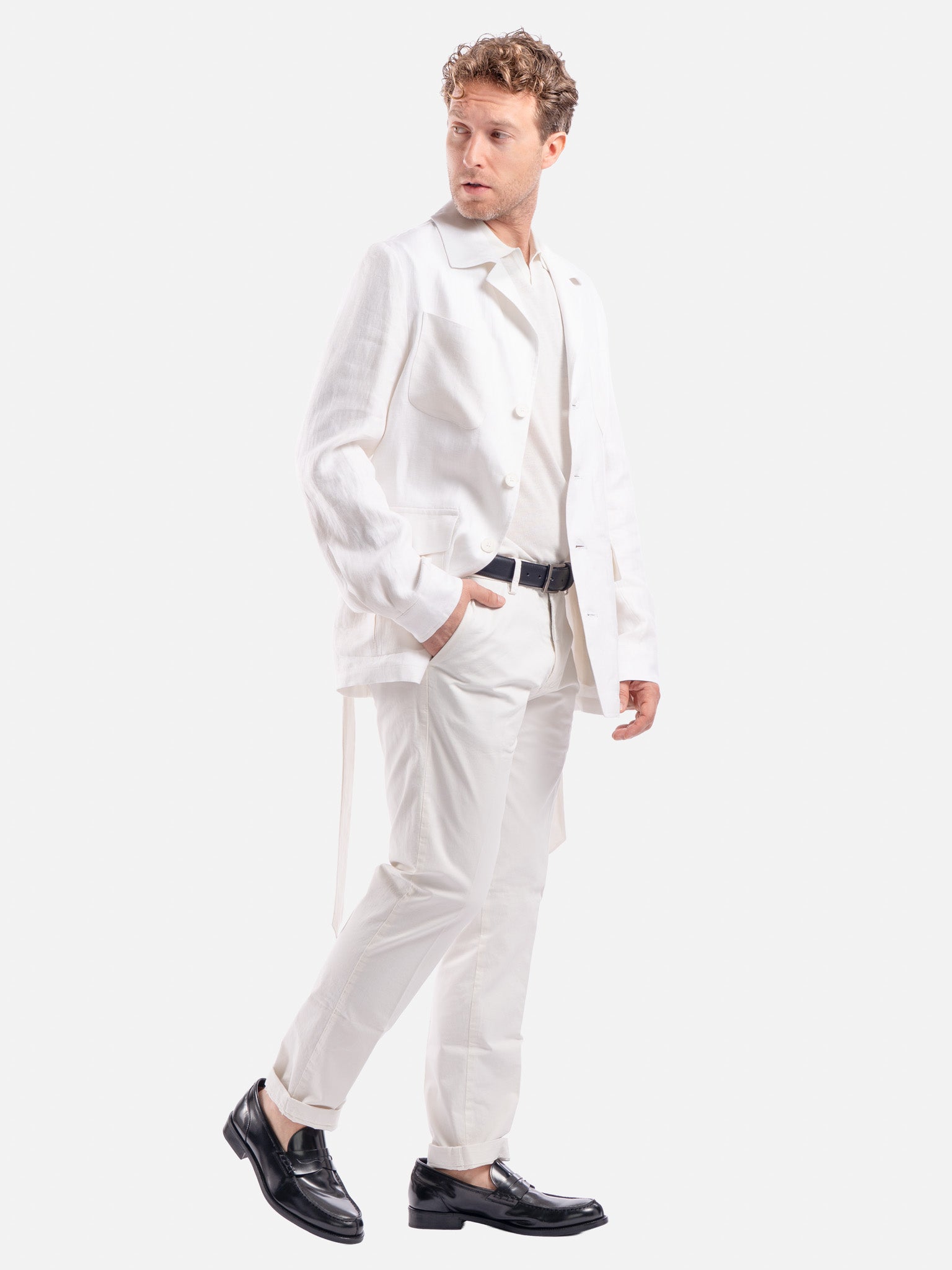 J.W.SAX MILANO Giacca Sahariana in Lino e Cotone