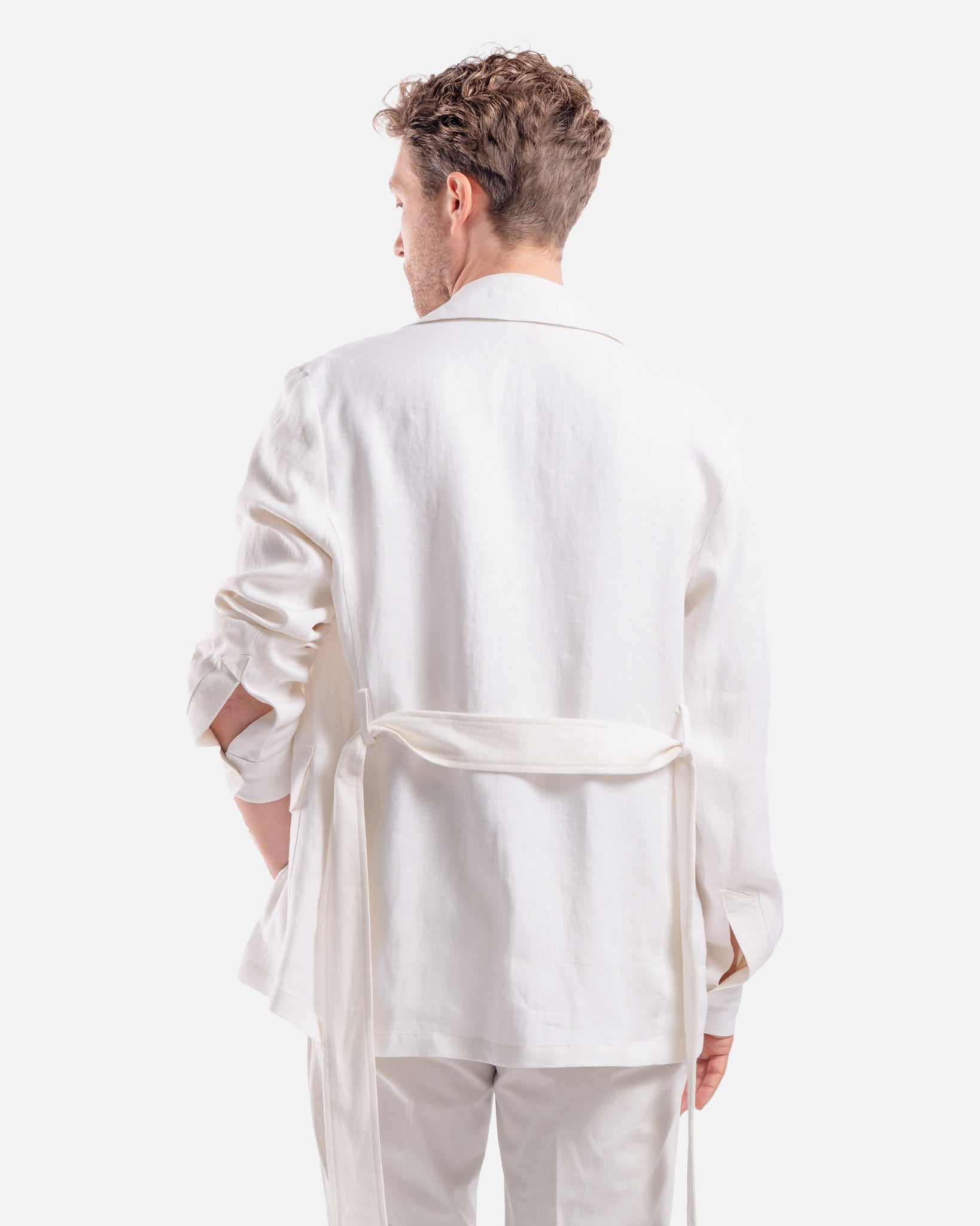 J.W.SAX MILANO Giacca Sahariana in Lino e Cotone