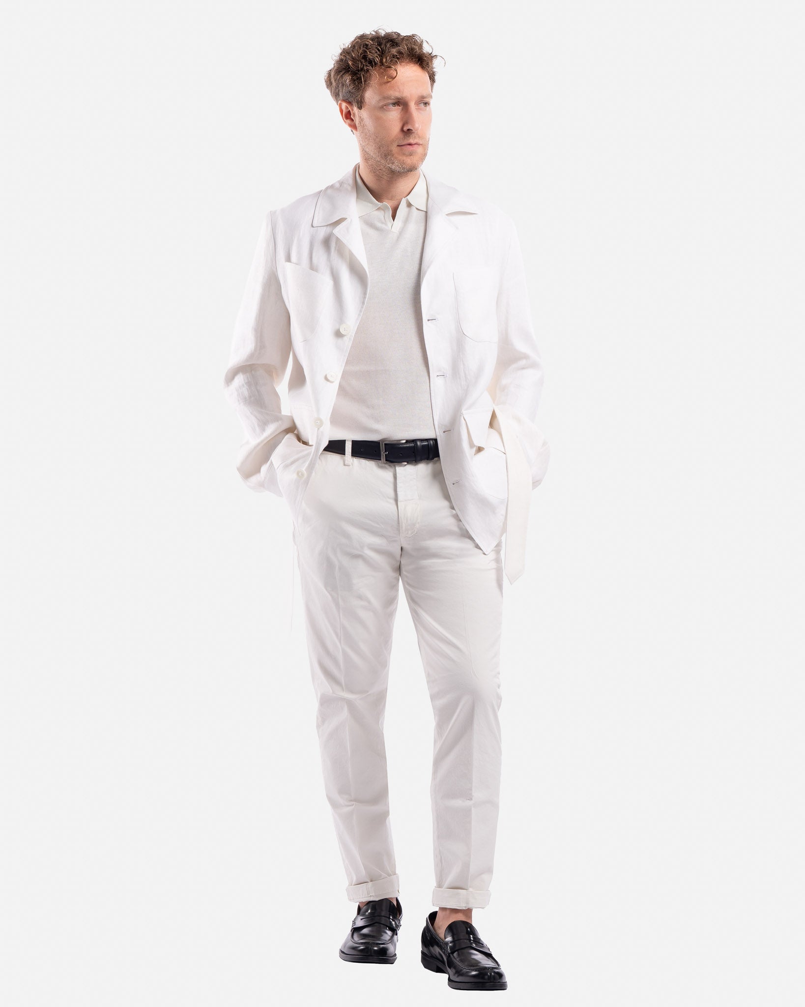 J.W.SAX MILANO Giacca Sahariana in Lino e Cotone