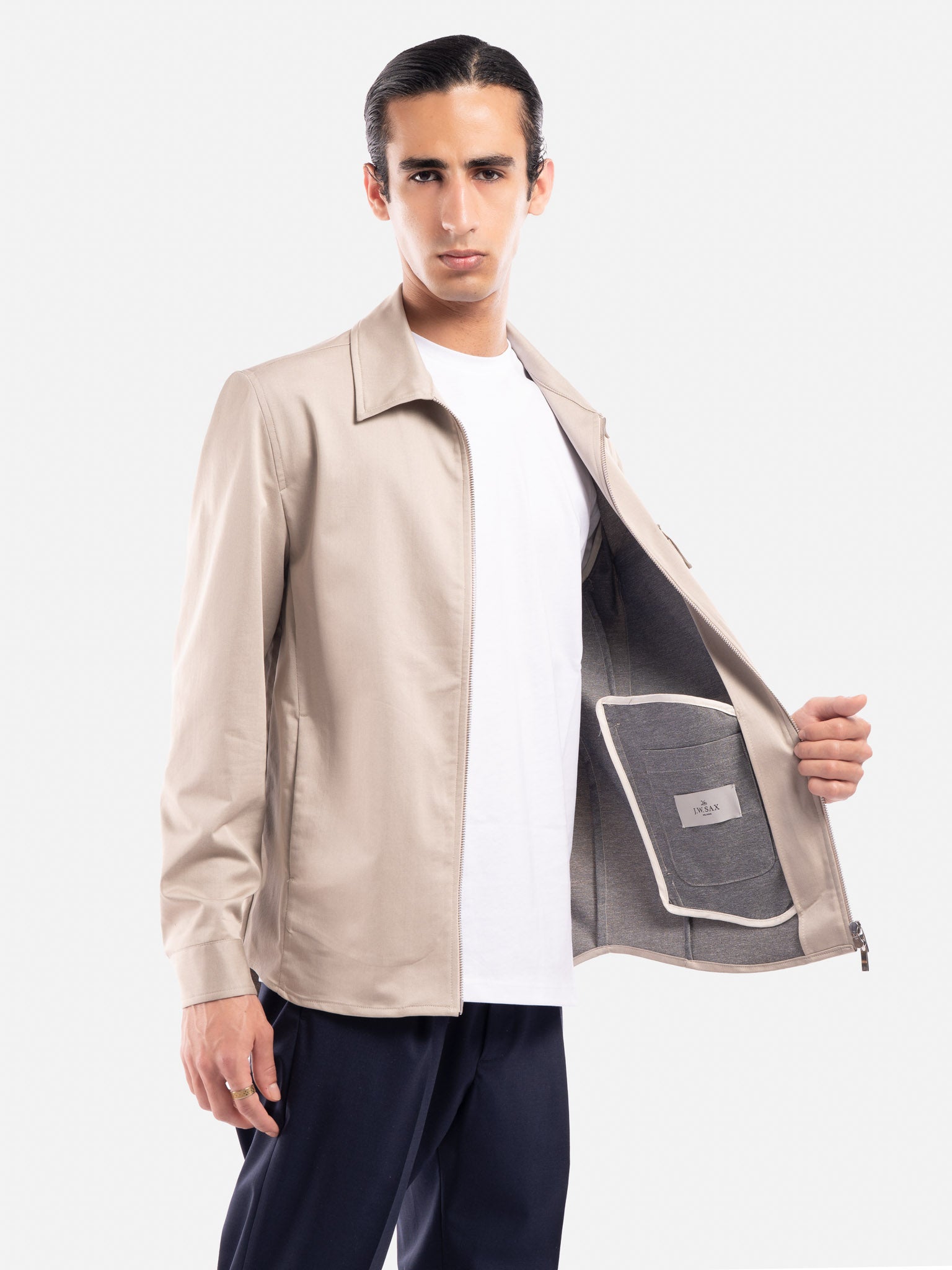 J.W.SAX MILANO T-shirt in Lino a Righe con Bottoni