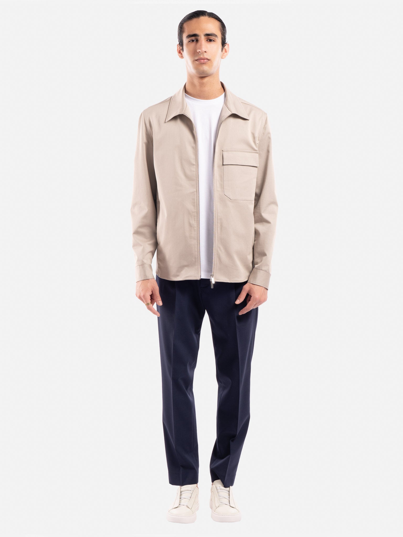 J.W.SAX MILANO T-shirt in Lino a Righe con Bottoni