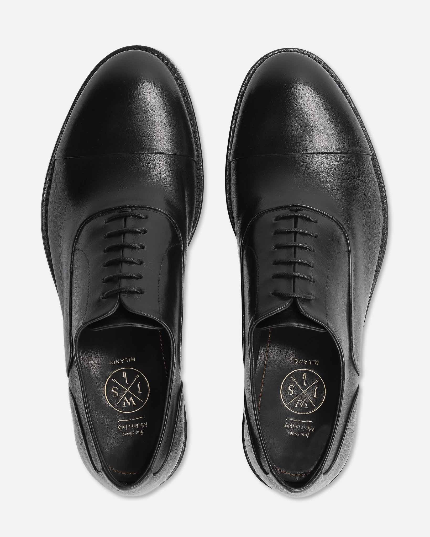 J.W.SAX MILANO Oxford in Pelle di Bufalo Nera Sfoderata