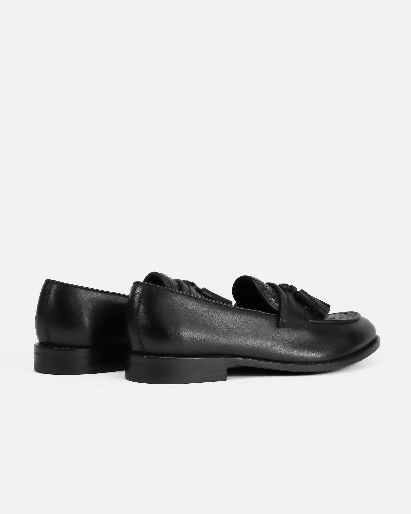 J.W.SAX MILANO Mocassini con Nappine in Pelle Nera Intrecciata