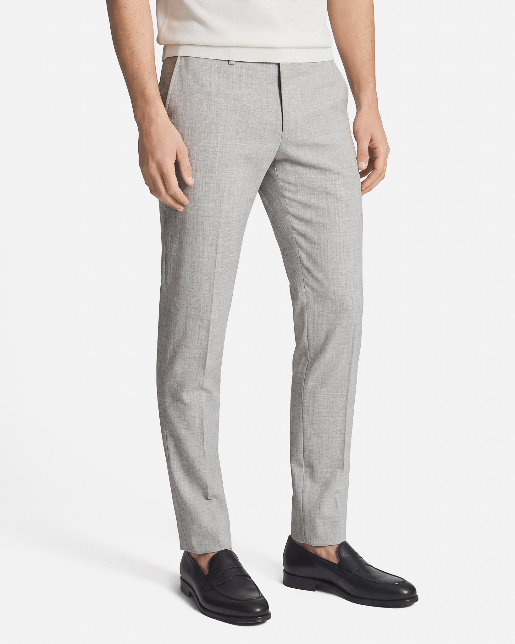 Pantaloni Slim Fit in Lana Grigio Chiaro Super 100's Zignone