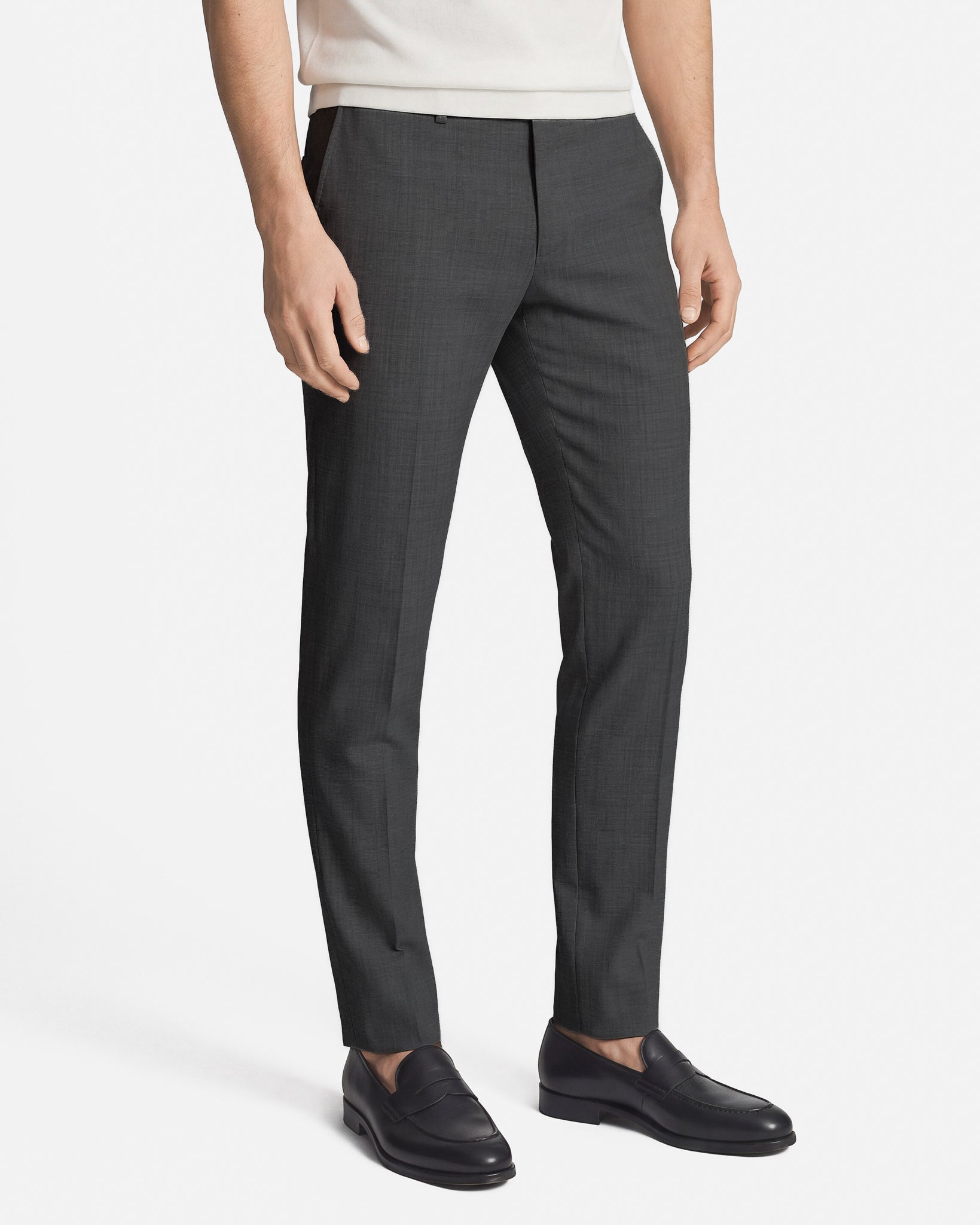 Pantaloni Slim Fit in Lana Grigio Antracite Super 100's Zignone