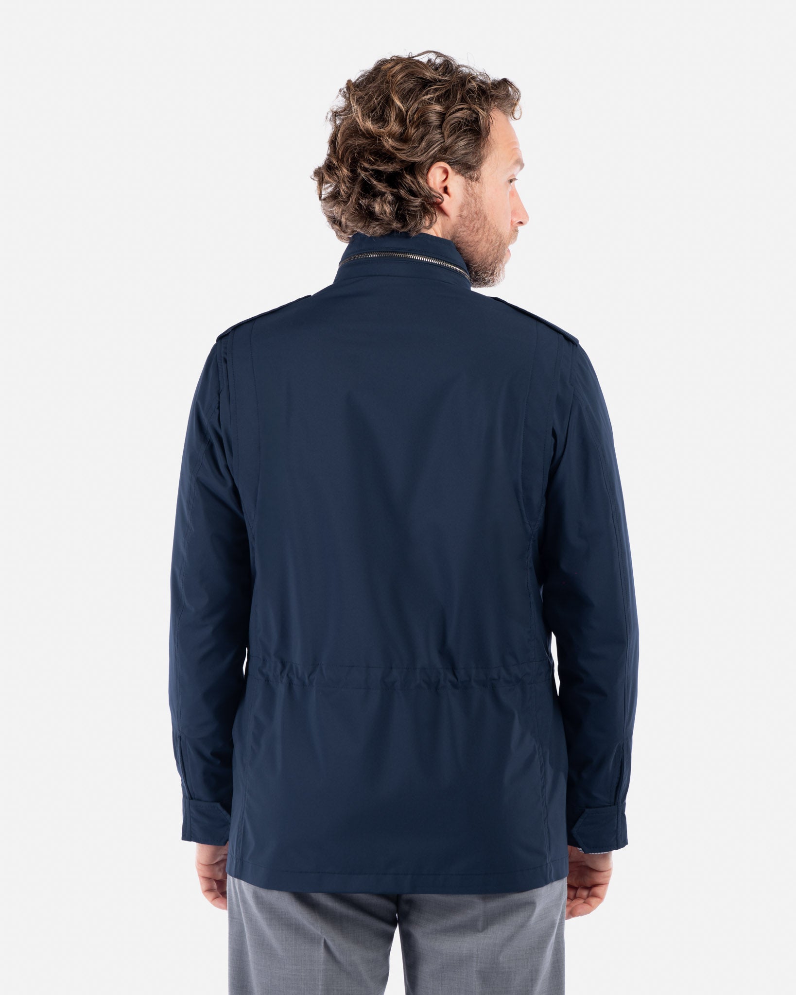 J.W.SAX MILANO Field Jacket Blu in Tessuto Tecnico Olmetex