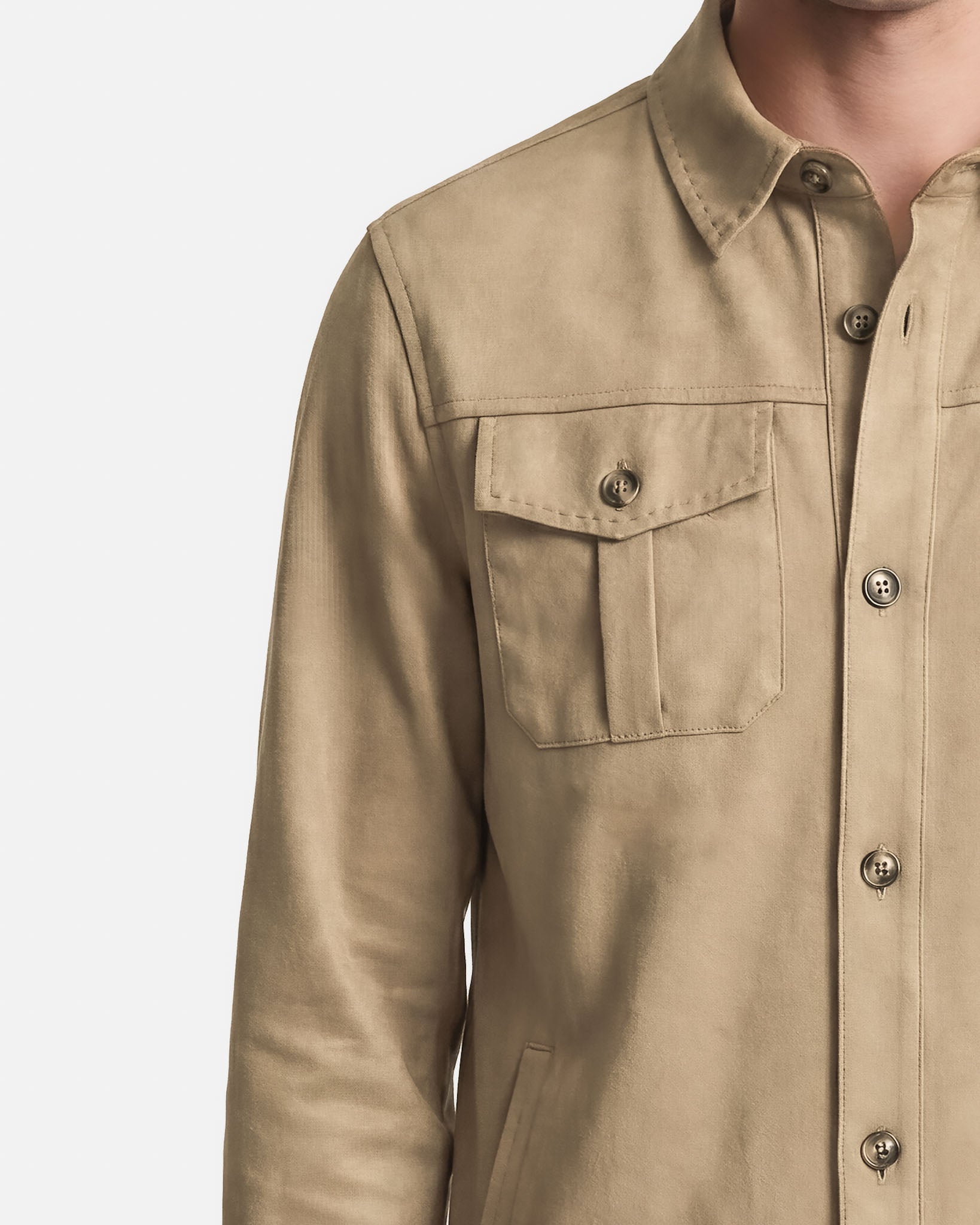 J.W.SAX MILANO Overshirt Effetto Camoscio Beige