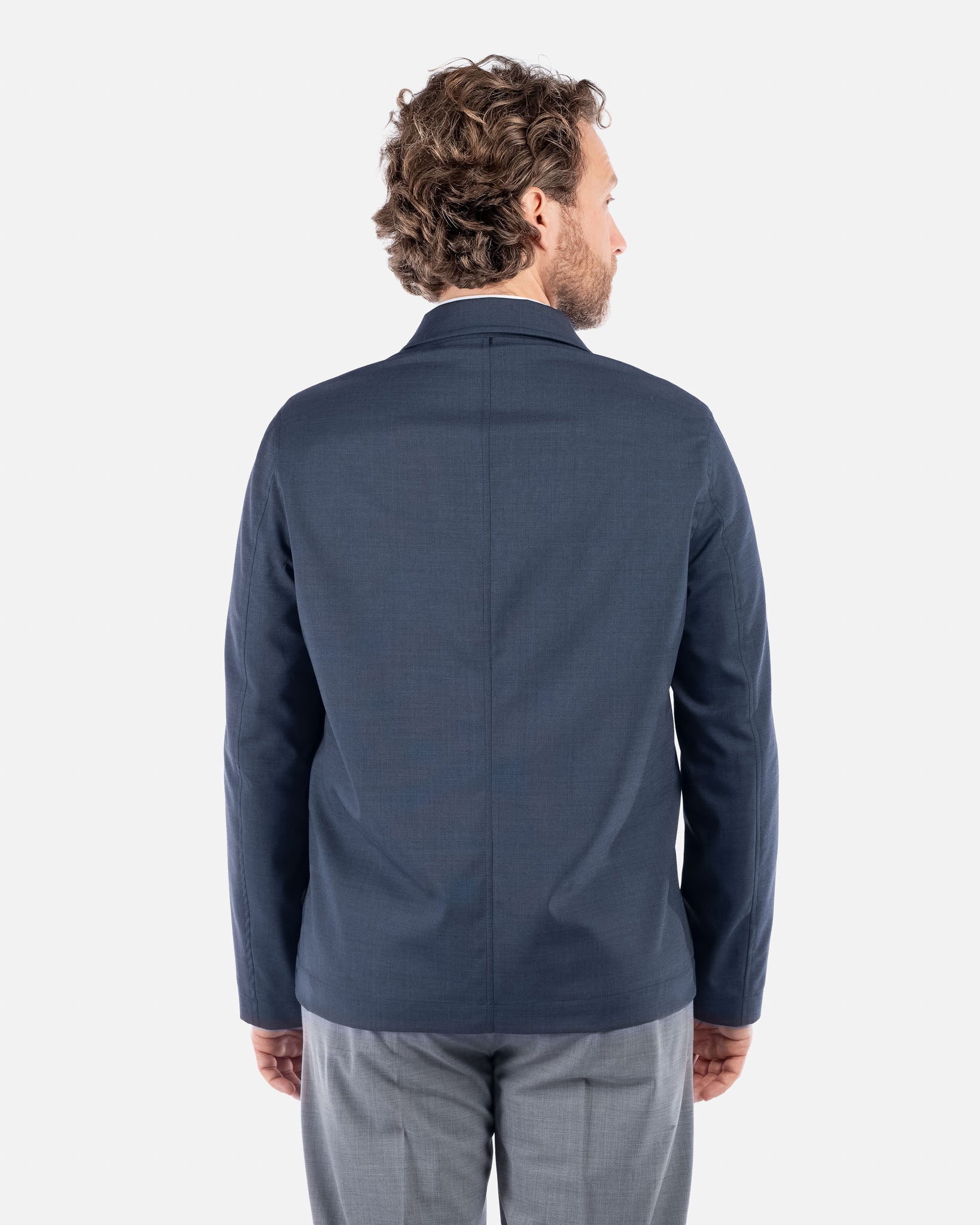J.W.SAX MILANO Overshirt Blu Indaco in Lana Stretch