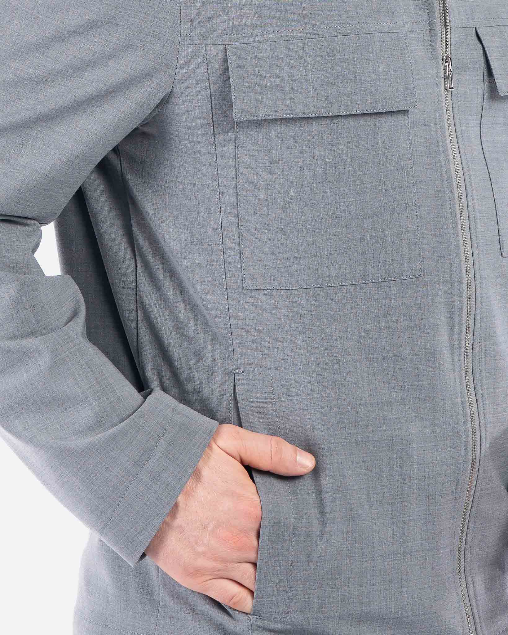 J.W.SAX MILANO Overshirt Grigio Melange in Lana Stretch