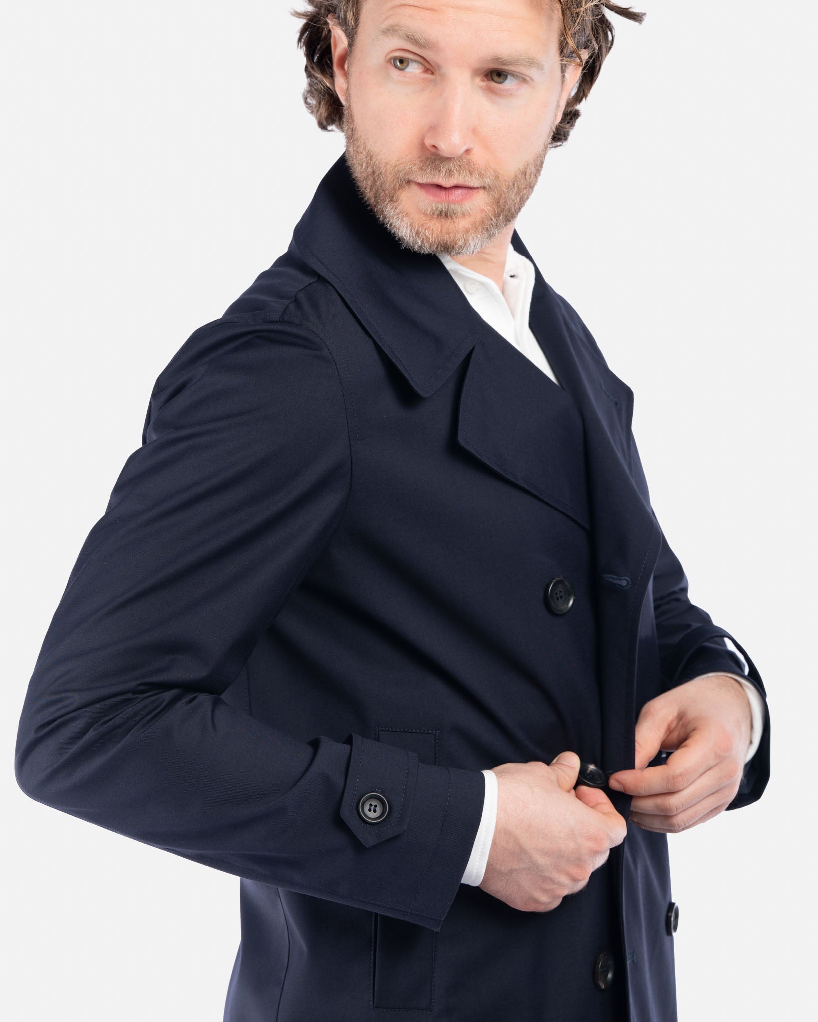 J.W.SAX MILANO Trench Doppiopetto Blu
