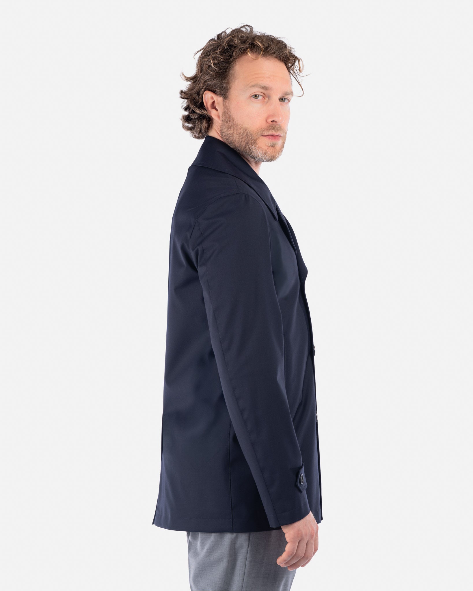 J.W.SAX MILANO Trench Doppiopetto Blu