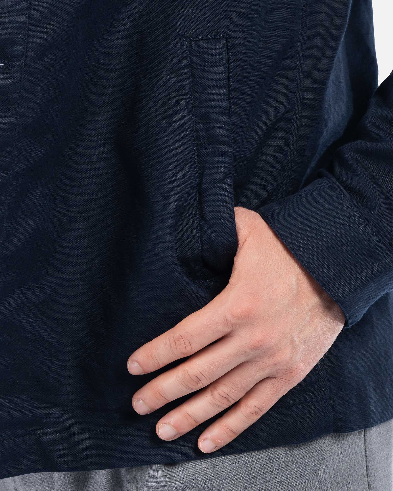 J.W.SAX MILANO Overshirt Blu in Cotone e Lino