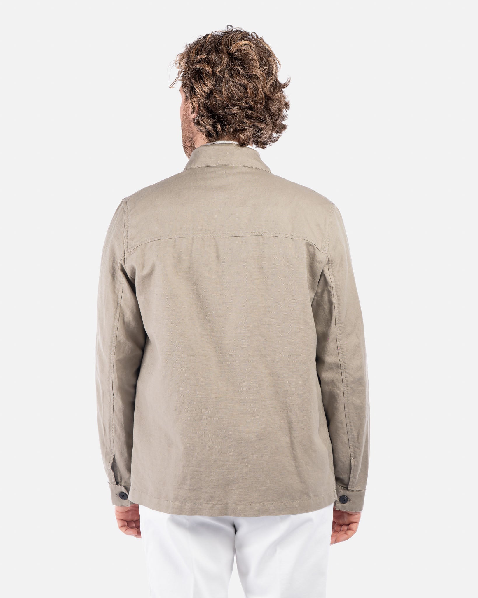 J.W.SAX MILANO Overshirt Sabbia in Cotone e Lino