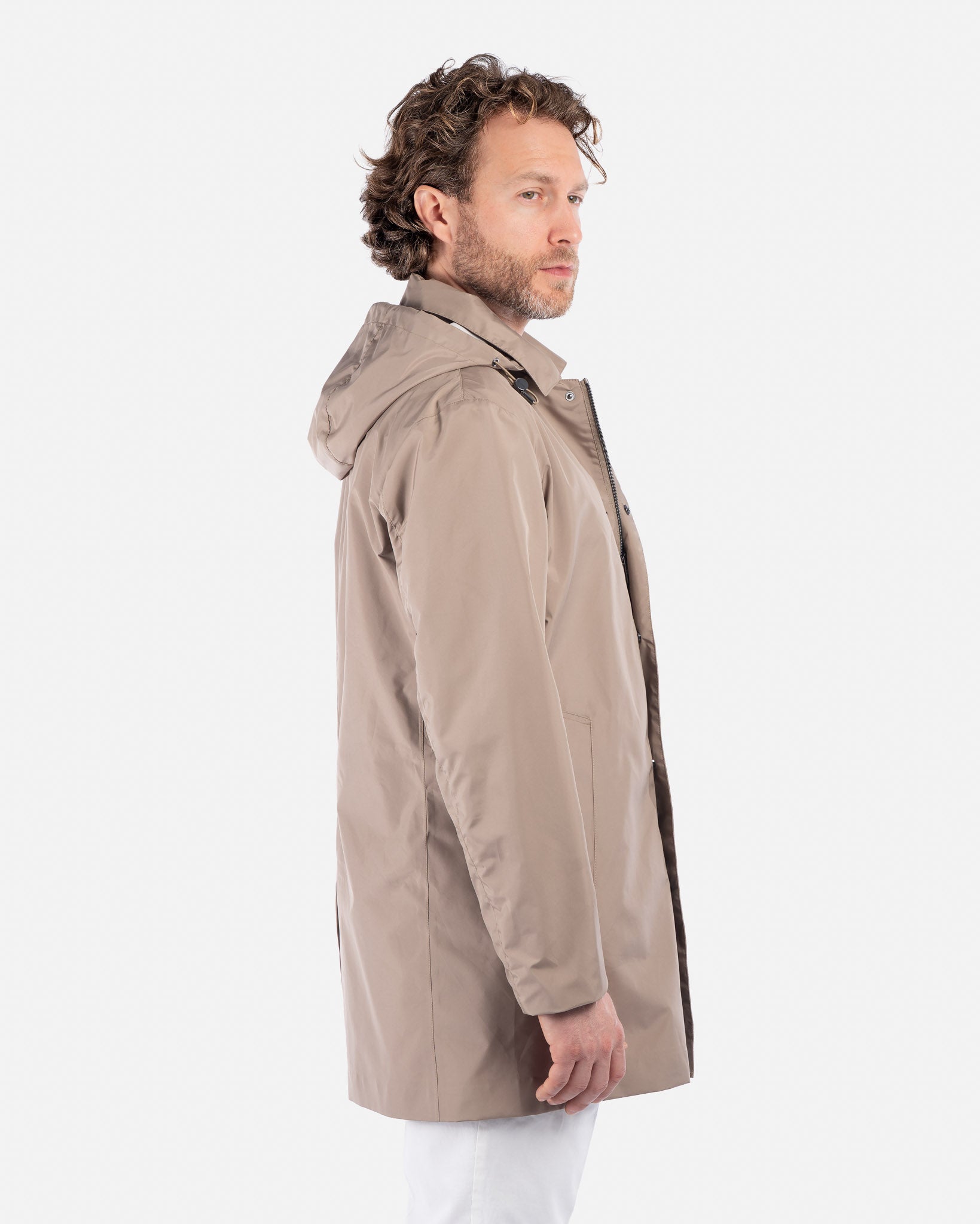 J.W.SAX MILANO Impermeabile Tecnico Beige con Cappuccio