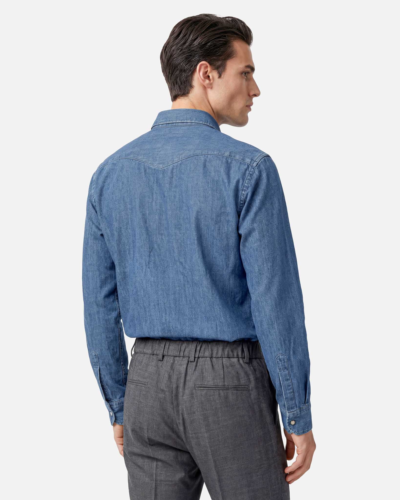 Camicia Texana in Denim Lavato