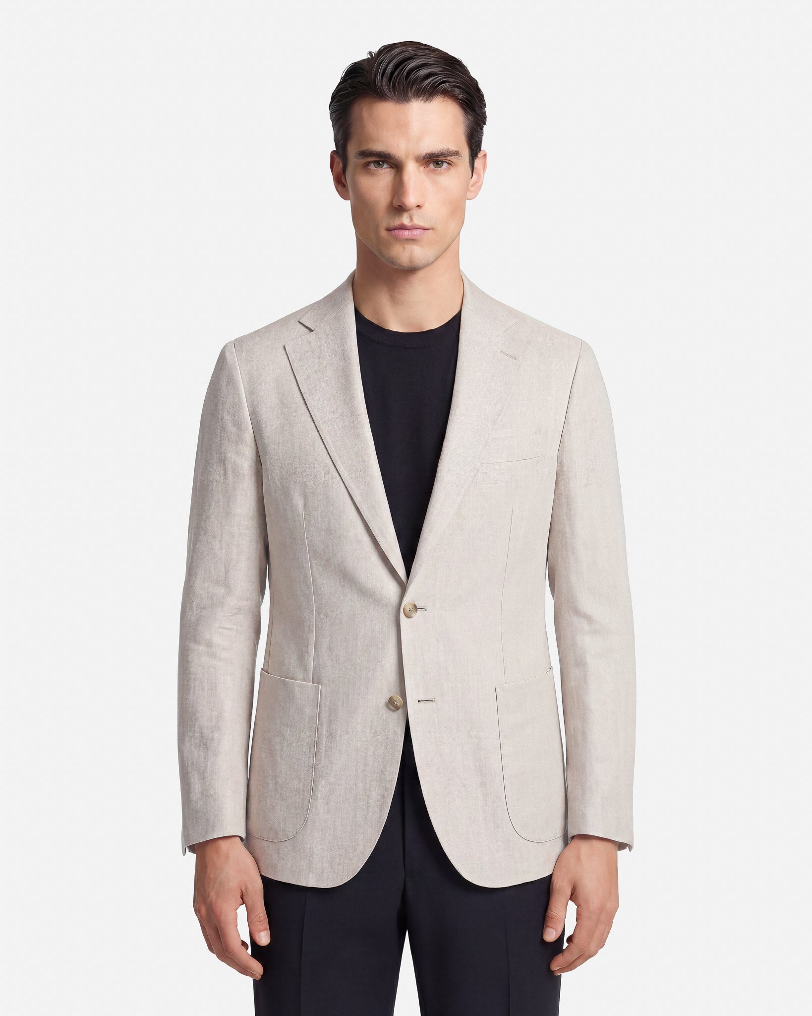 J.W.SAX MILANO Giacca Sartoriale in Lino, Seta e Cotone Panna