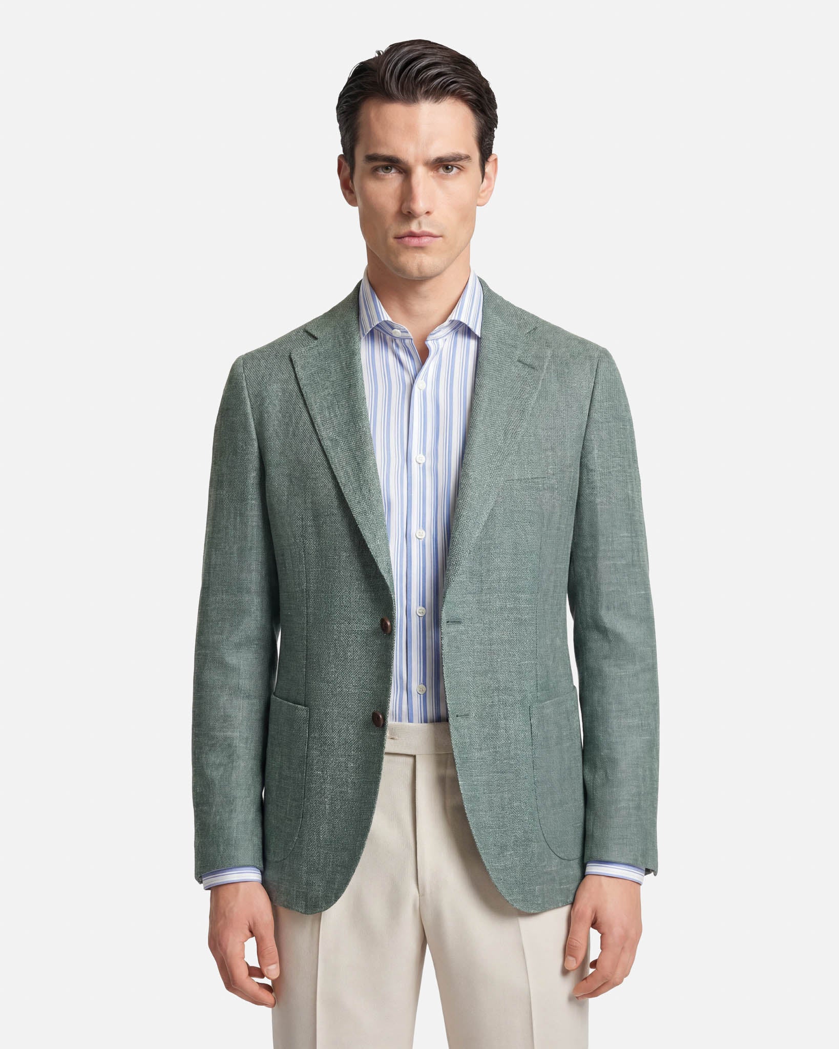 Giacca Sartoriale in Seta, lino e Cotone Verde
