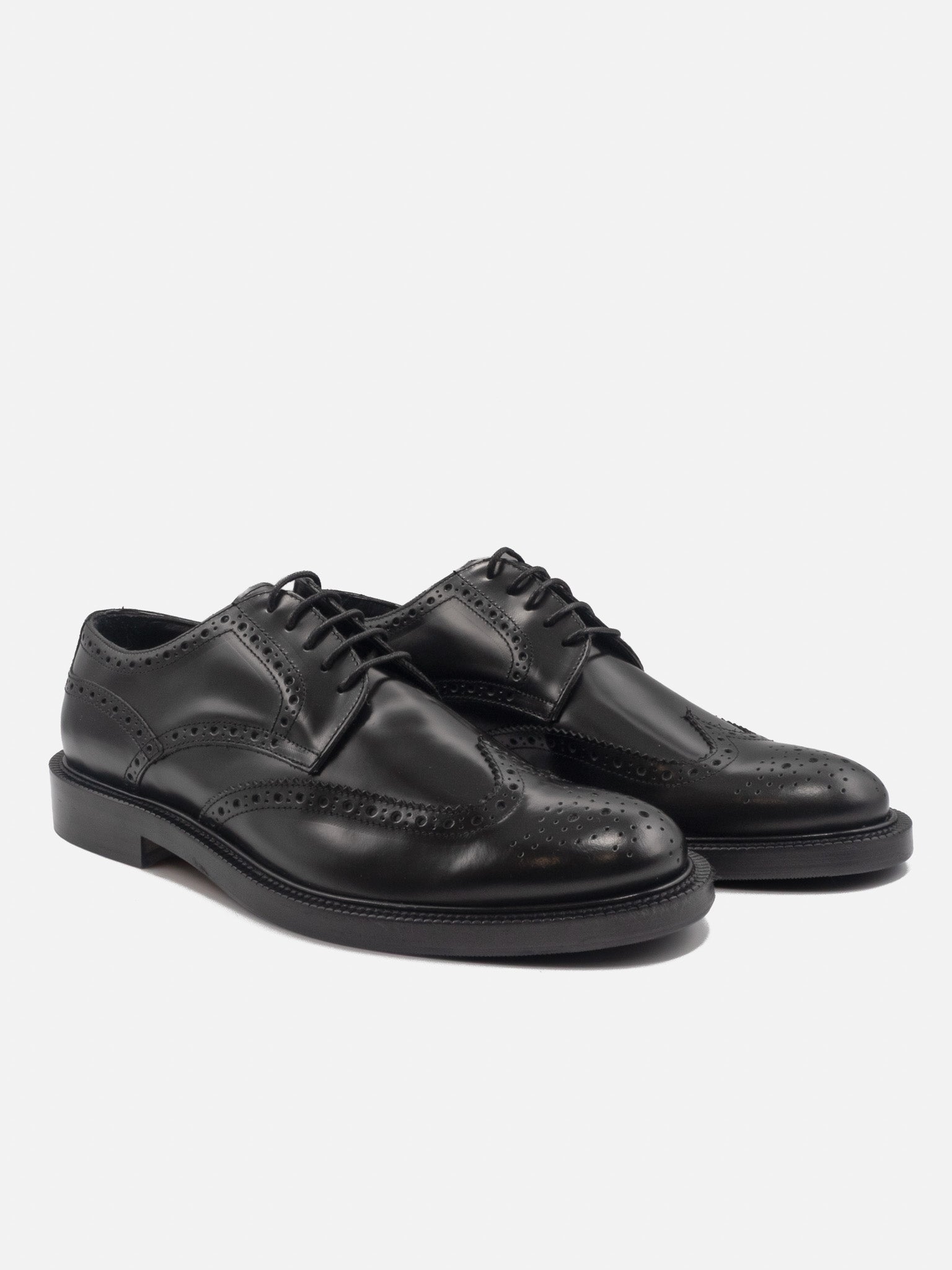 Derby Brogue Nera Con Suola Mista