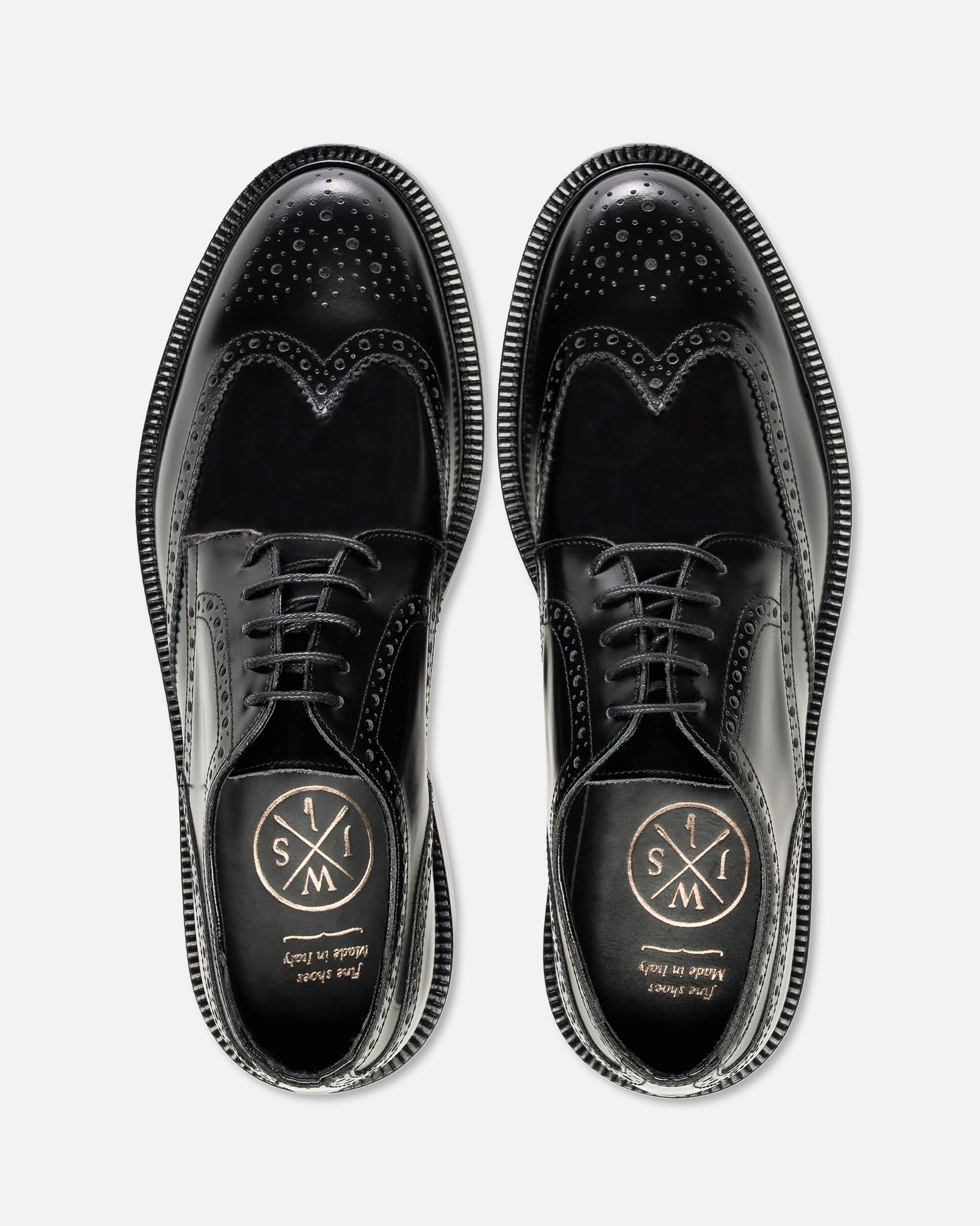 J.W.SAX MILANO Derby Brogue Nera Con Suola Mista