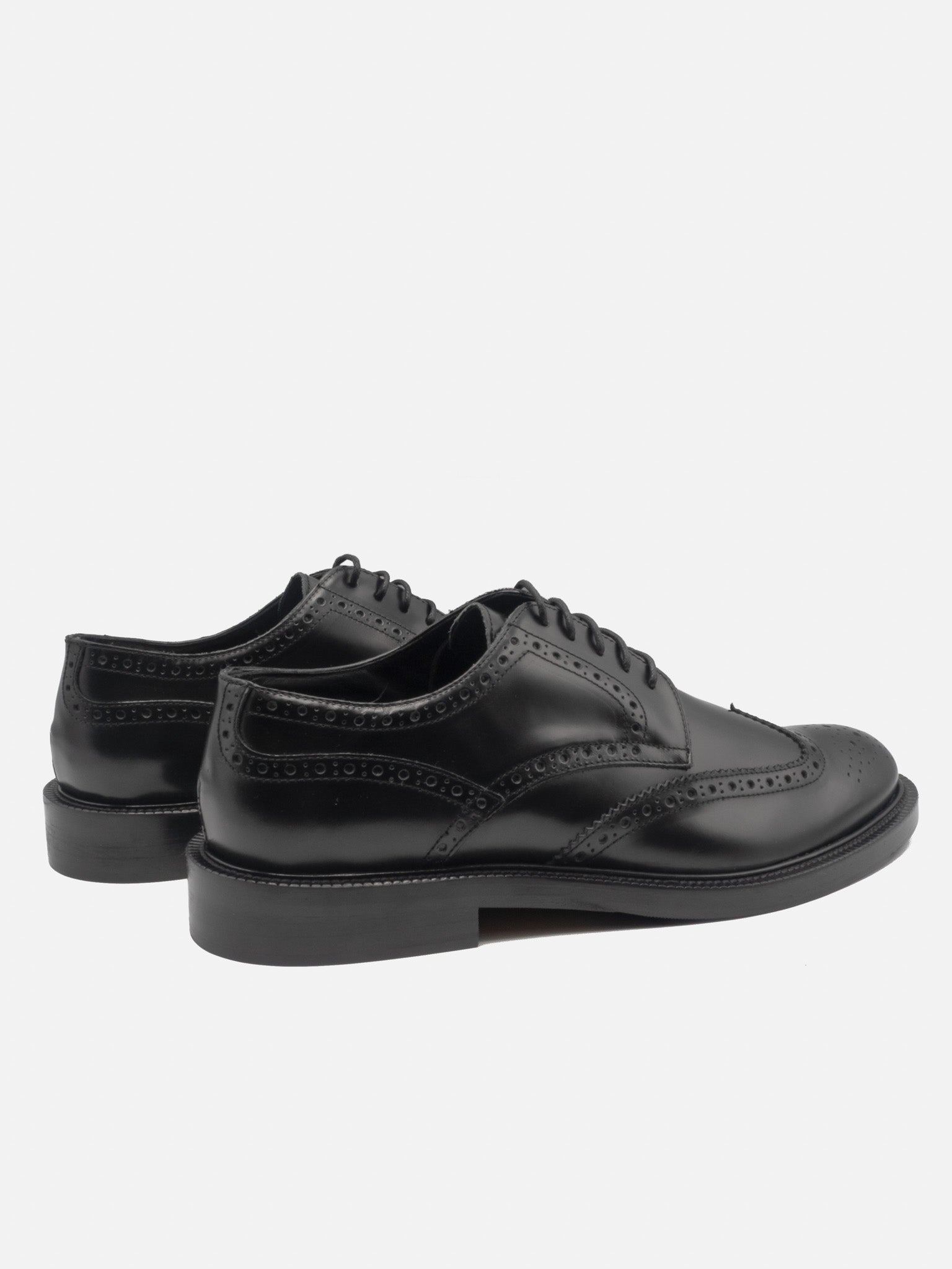 Derby Brogue Nera Con Suola Mista