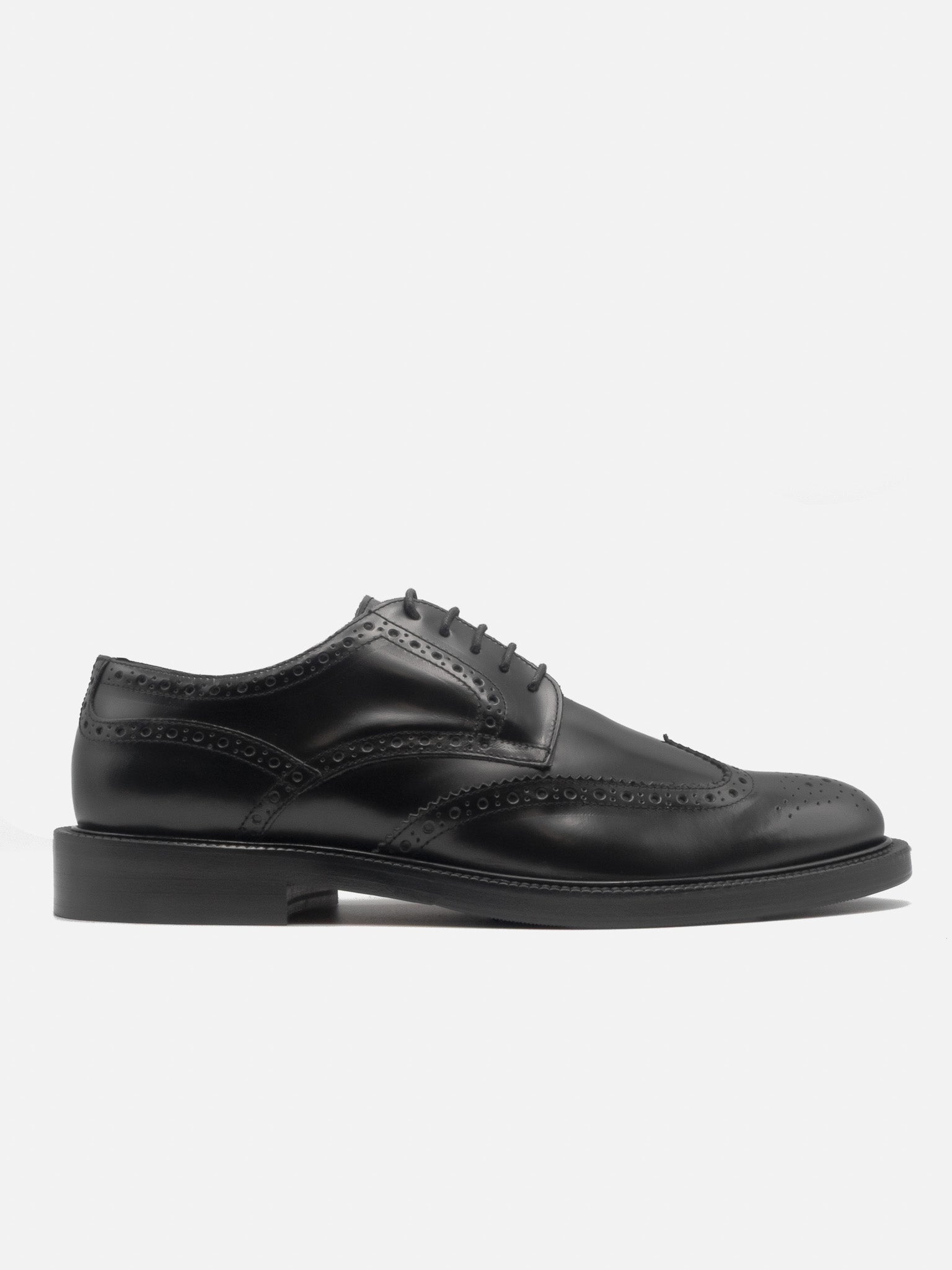 Derby Brogue Nera Con Suola Mista
