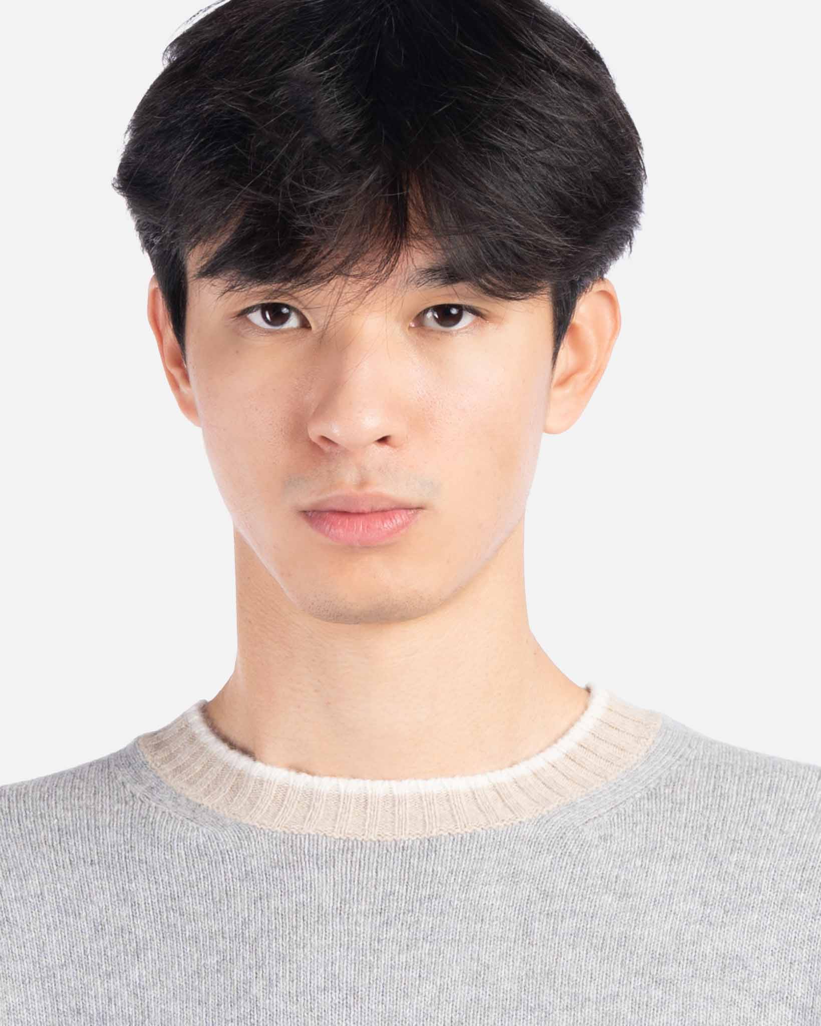 J.W.SAX MILANO Maglione Grigio con Contrasti Beige in Lana