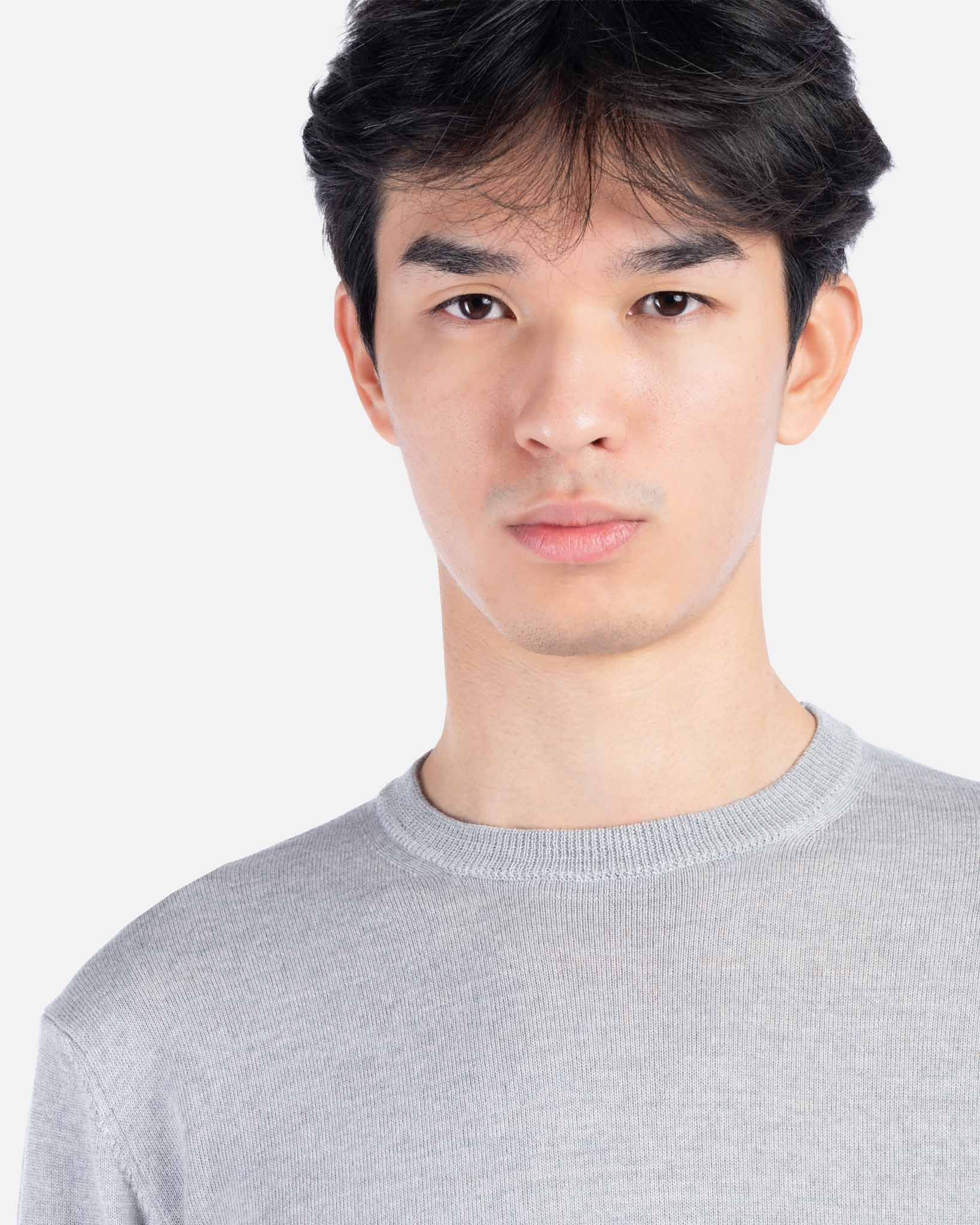 J.W.SAX MILANO Girocollo Grigio Chiaro in Lana Merino Extrafine