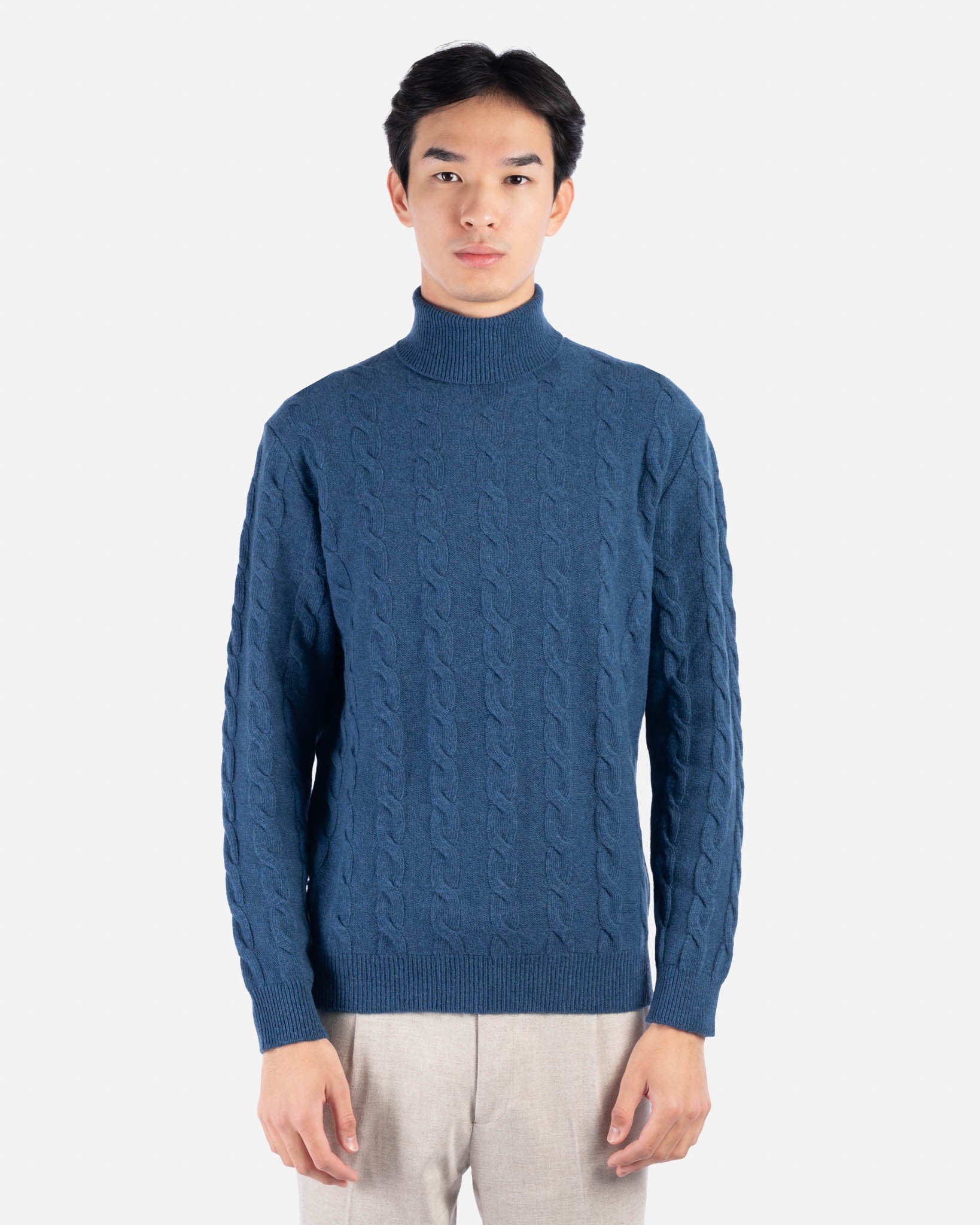 J.W.SAX MILANO Dolcevita a Trecce in Lana Blu Melange