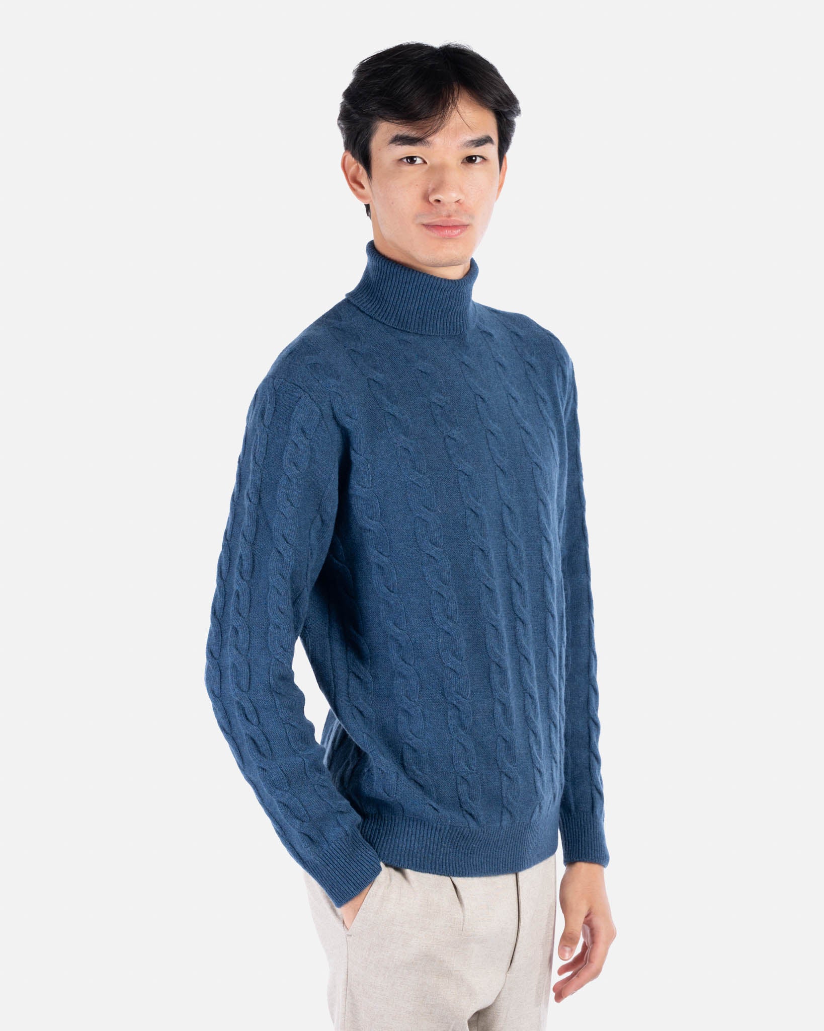 J.W.SAX MILANO Dolcevita a Trecce in Lana Blu Melange