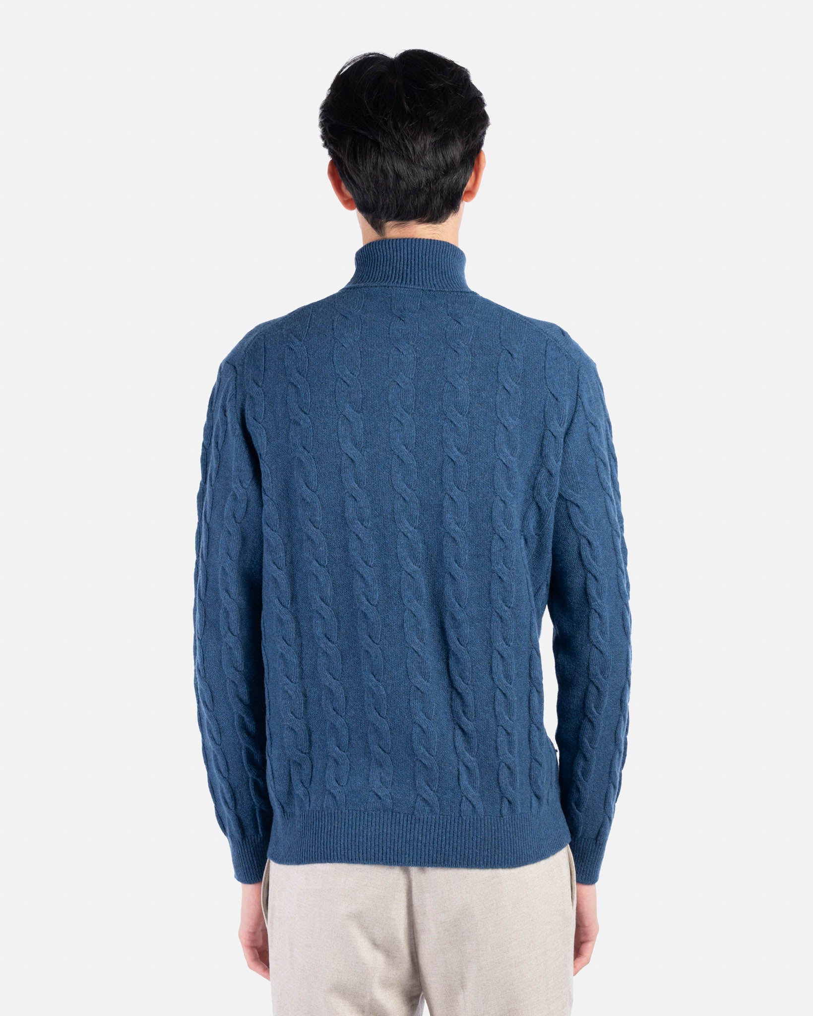 J.W.SAX MILANO Dolcevita a Trecce in Lana Blu Melange