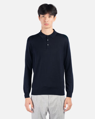 Polo blu in Merino Extrafine